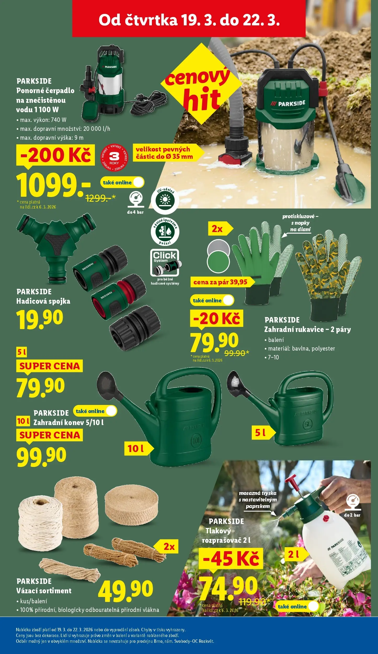 Lidl leták od 15.03.2026 - Nový akční leták | Strana: 25 | Produkty: Parkside, Rukavice, Zahradní rukavice, Ponorné čerpadlo