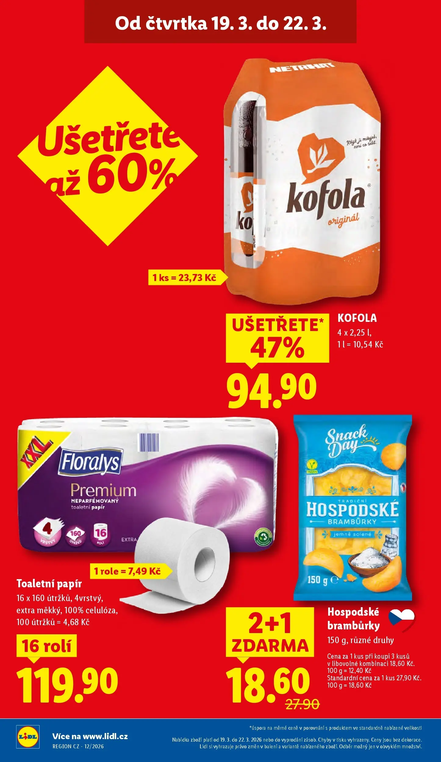 Lidl leták od 18.03.2026 - Nový akční leták | Strana: 2 | Produkty: Bramburky, Toaletní papír, Kofola