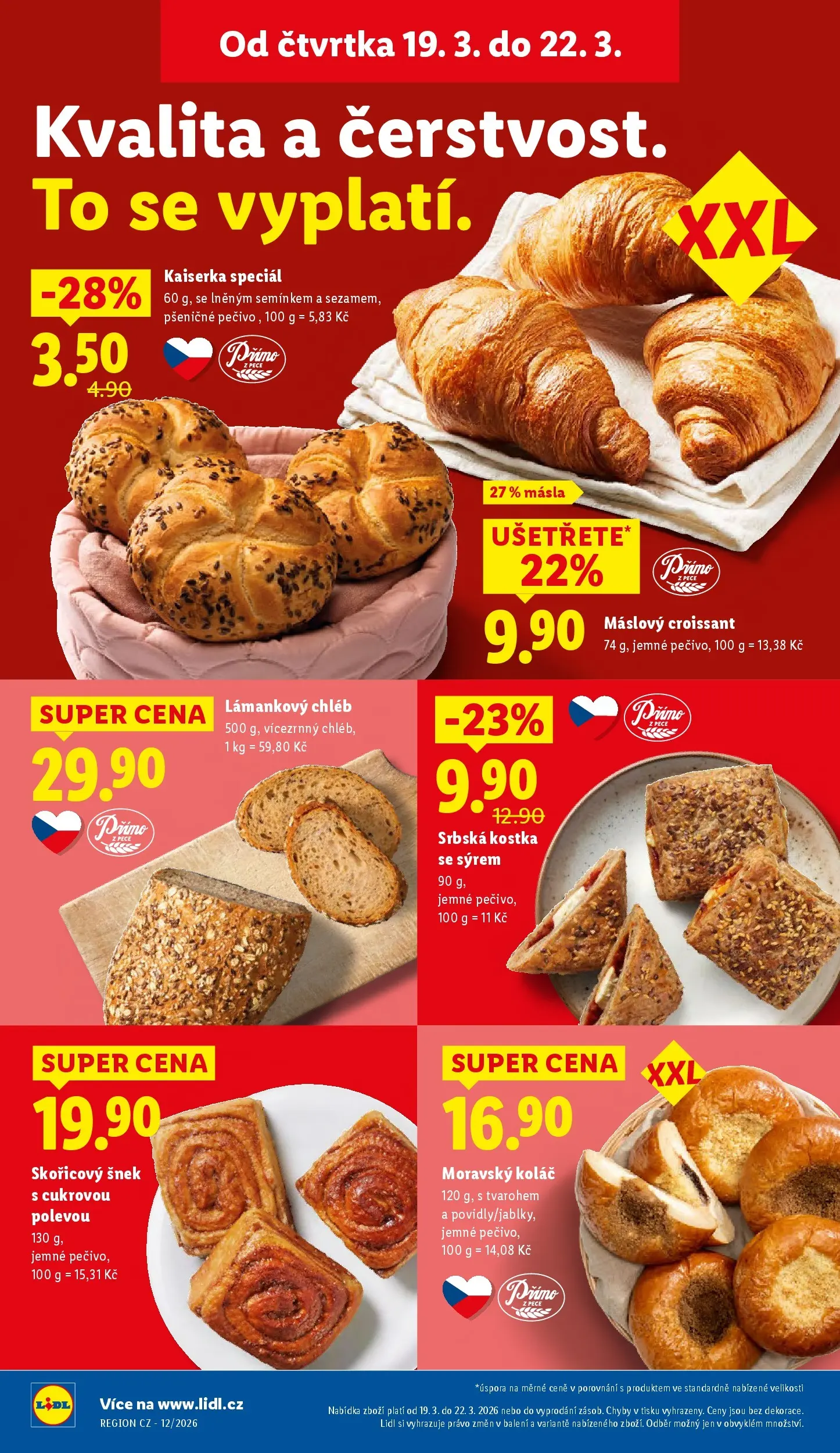 Lidl leták od 18.03.2026 - Nový akční leták | Strana: 14 | Produkty: Kaiserka, Chléb, Pečivo, Lámankový chléb
