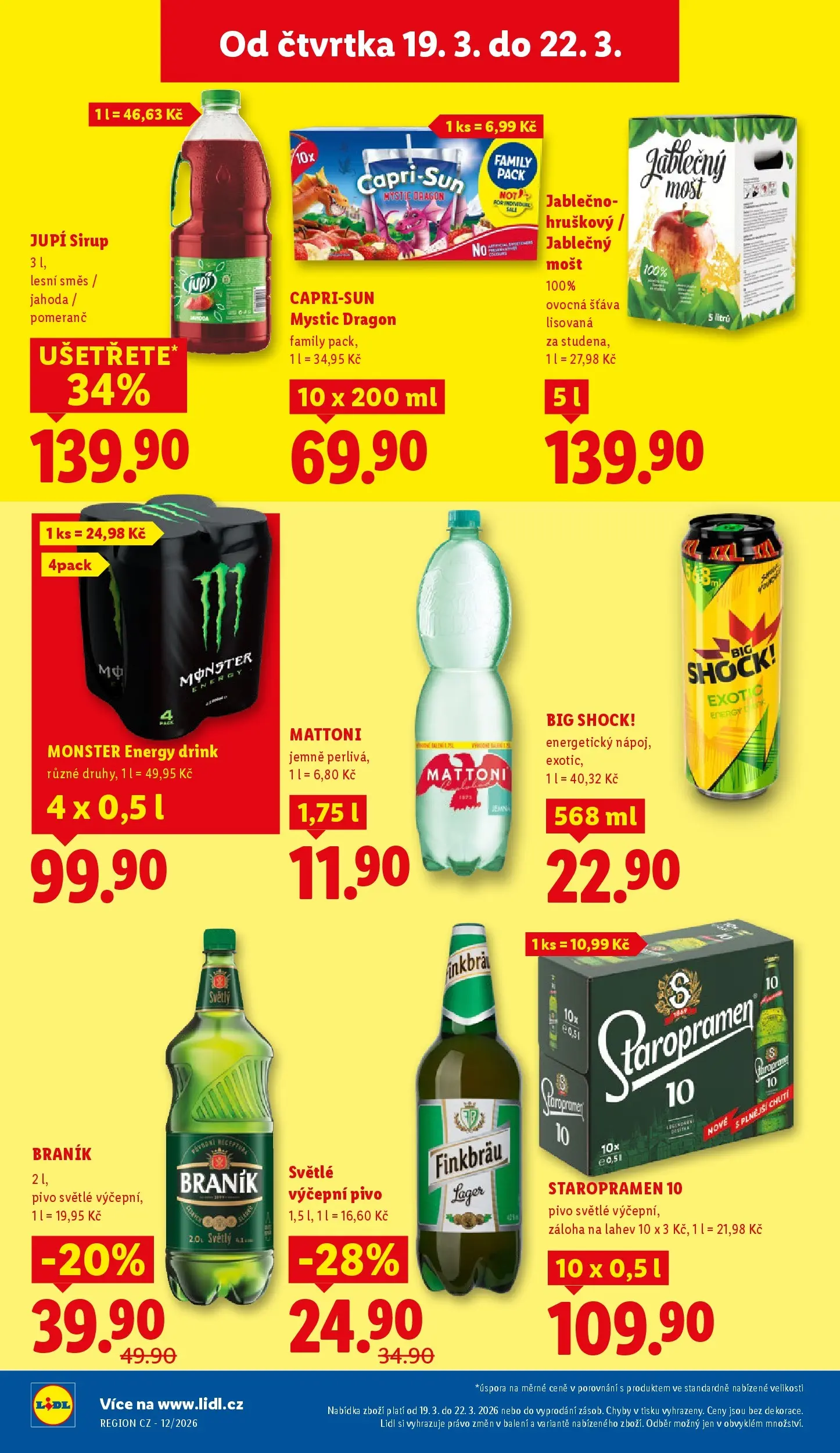 Lidl leták od 18.03.2026 - Nový akční leták | Strana: 22 | Produkty: Monster, Staropramen, Braník, Energy drink