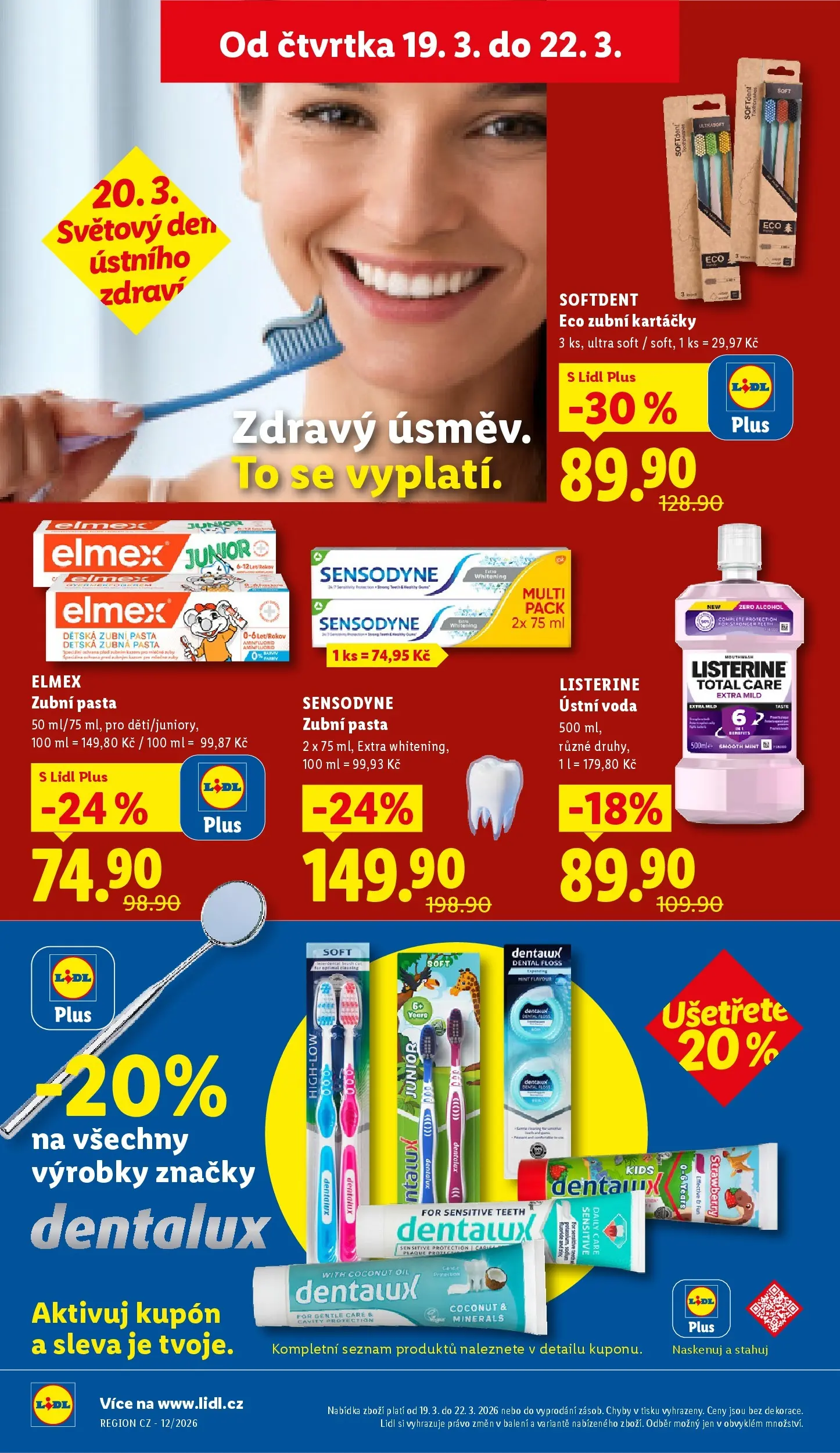Lidl leták od 18.03.2026 - Nový akční leták | Strana: 27 | Produkty: Ústní voda, Voda, Elmex zubní pasta, Listerine