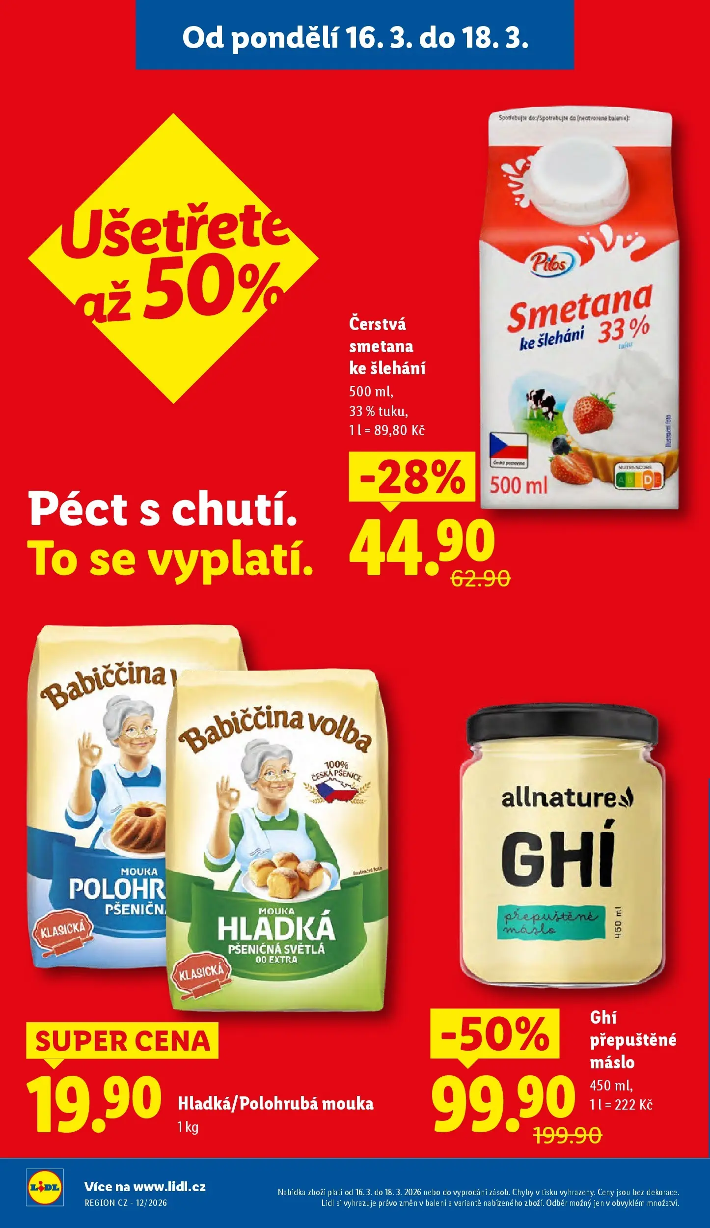 Lidl leták od 15.03.2026 - Nový akční leták | Strana: 2 | Produkty: Máslo, Smetana, Ghee, Mouka