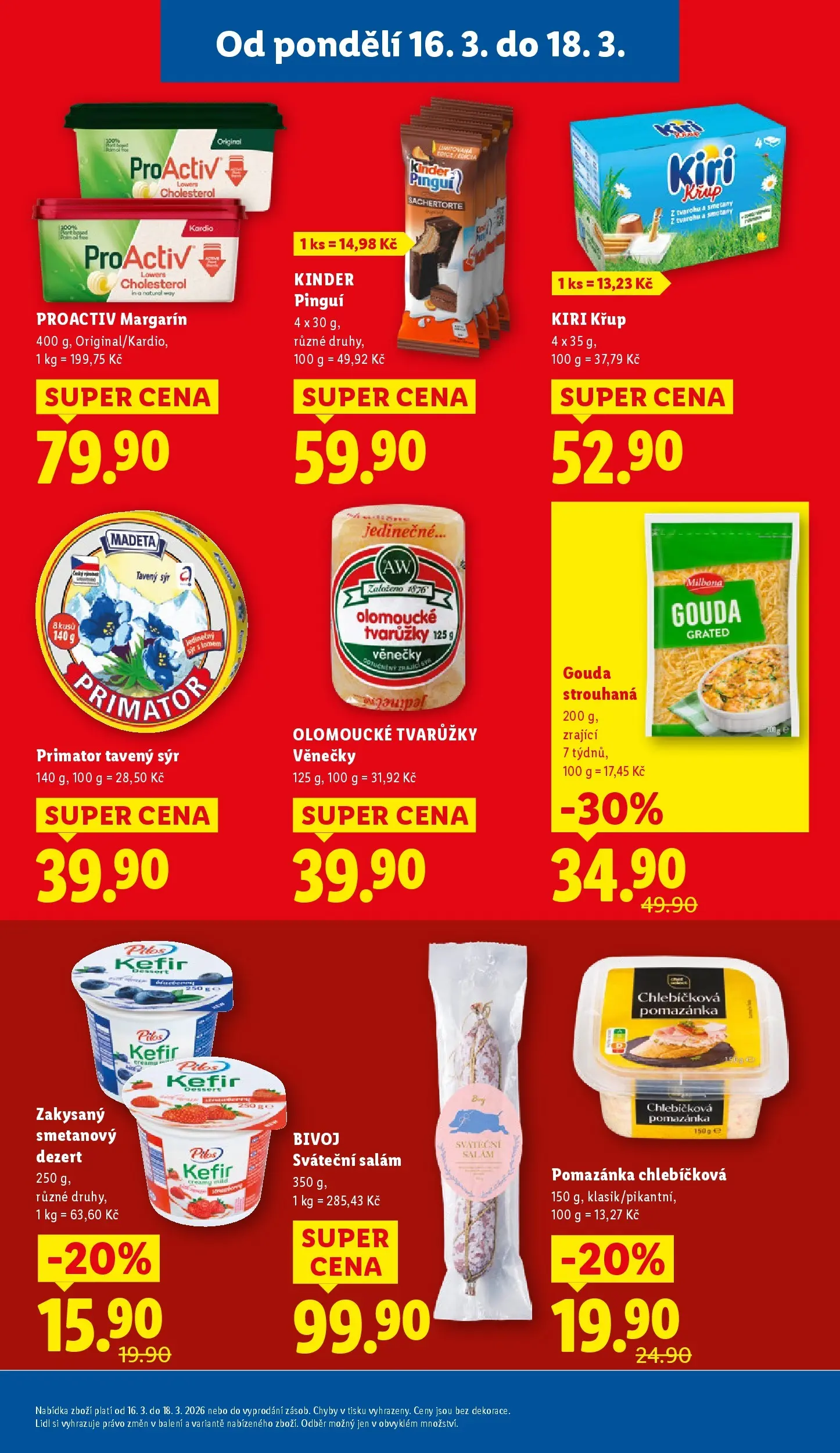 Lidl leták od 15.03.2026 - Nový akční leták | Strana: 19 | Produkty: Tavený sýr, Sýr, Salám, Milbona