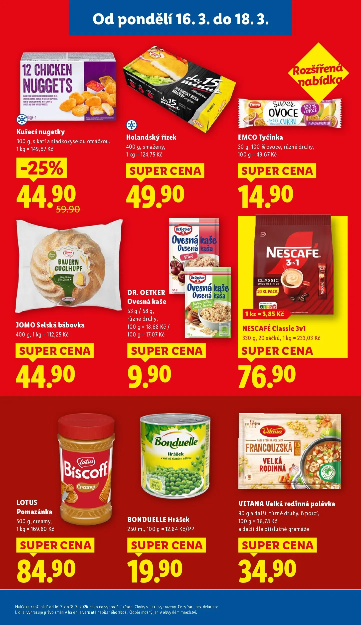 Lidl leták od 15.03.2026 - Nový akční leták | Strana: 21 | Produkty: Kuřecí nugetky, Pomazánka, Kaše, Lotus