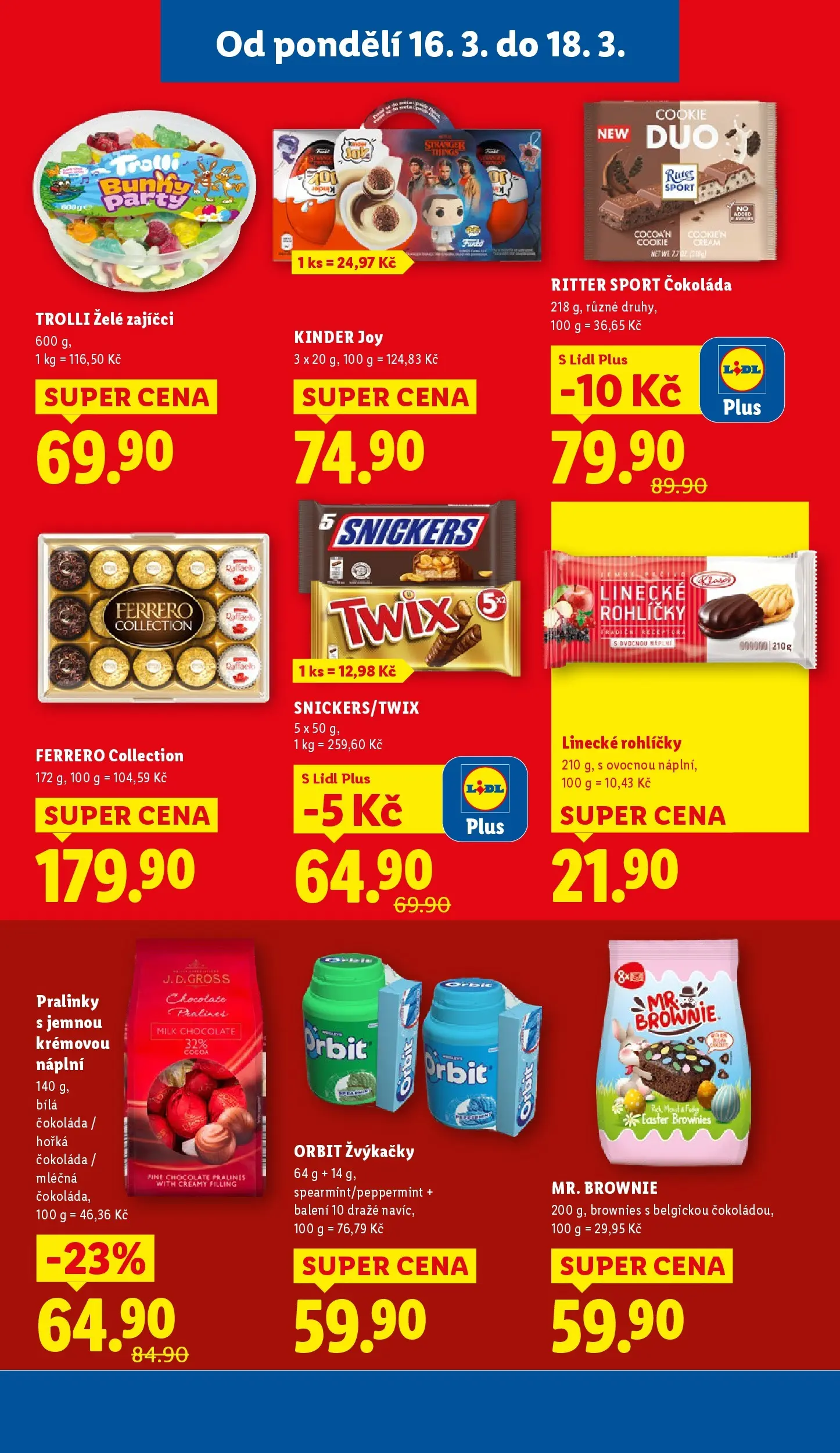 Lidl leták od 15.03.2026 - Nový akční leták | Strana: 23 | Produkty: Twix, Brownie, Linecké rohlíčky, Kinder