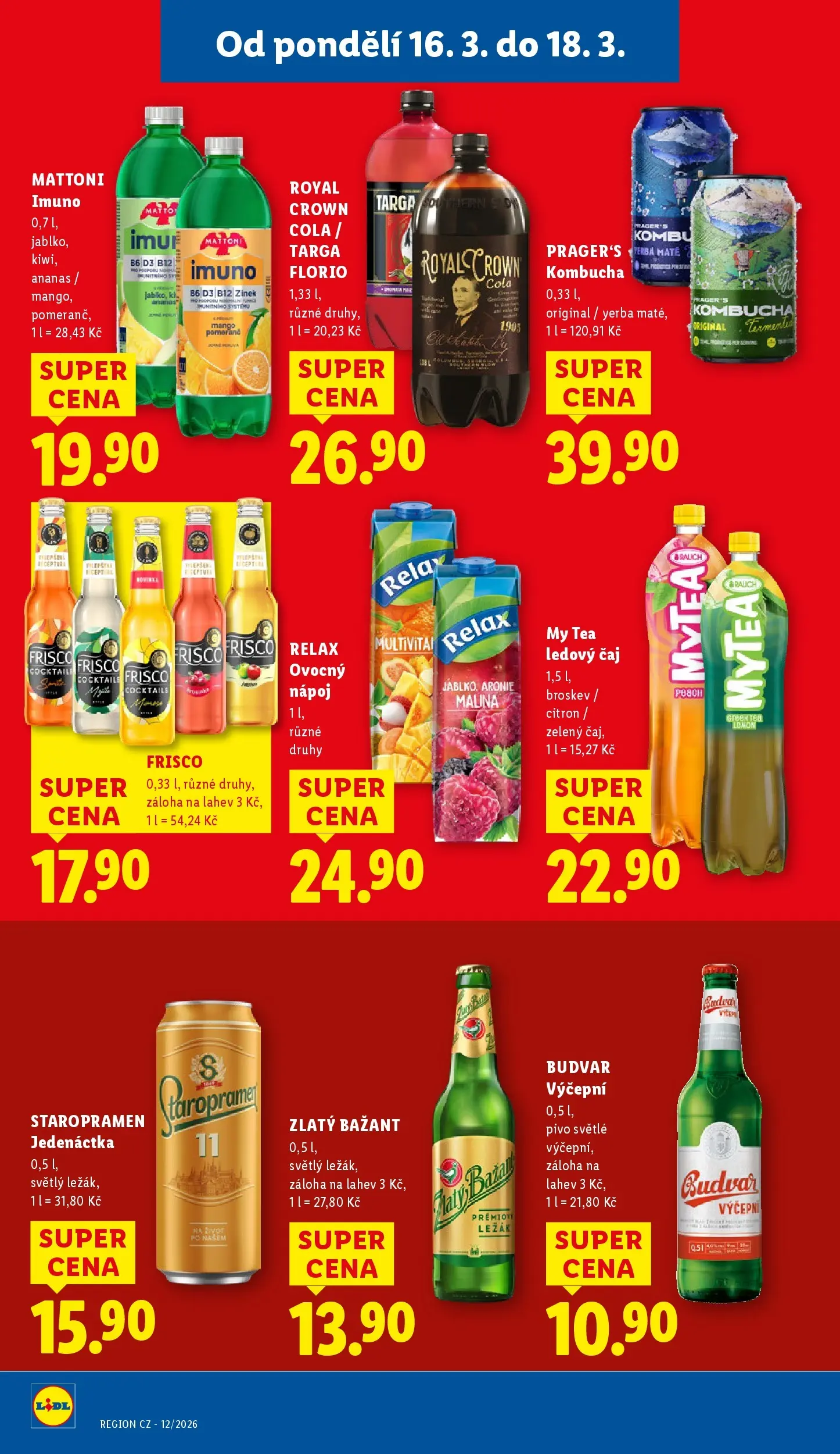 Lidl leták od 15.03.2026 - Nový akční leták | Strana: 24 | Produkty: Yerba mate, Staropramen, Pivo, Zlatý Bažant