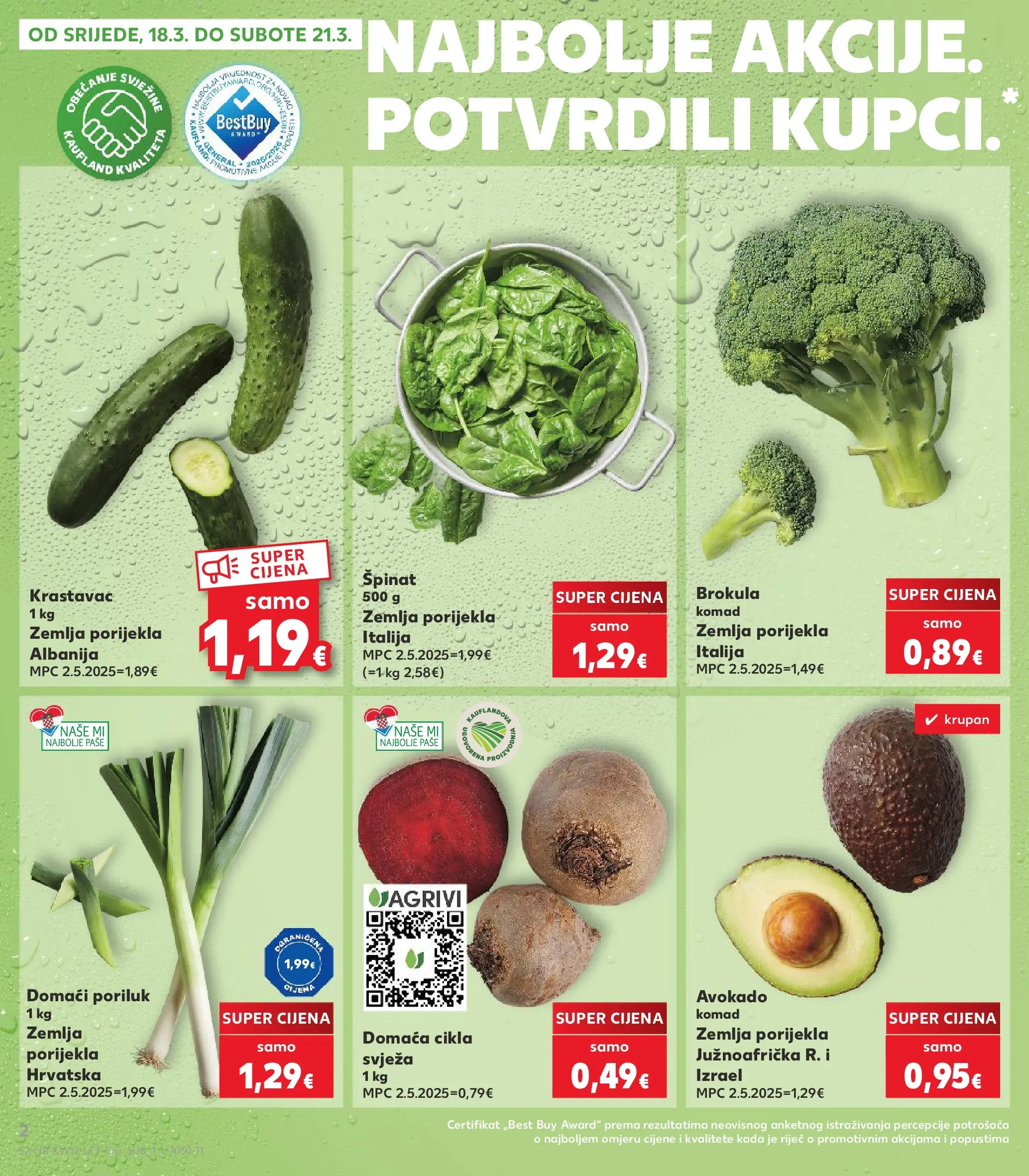 Kaufland - Kaufland katalog do 24.03.2026 novi od 17.03.2026 na listanje > letak digitalni | Stranica: 2 | Proizvodi: Brokula, Krastavac, Cikla, Poriluk