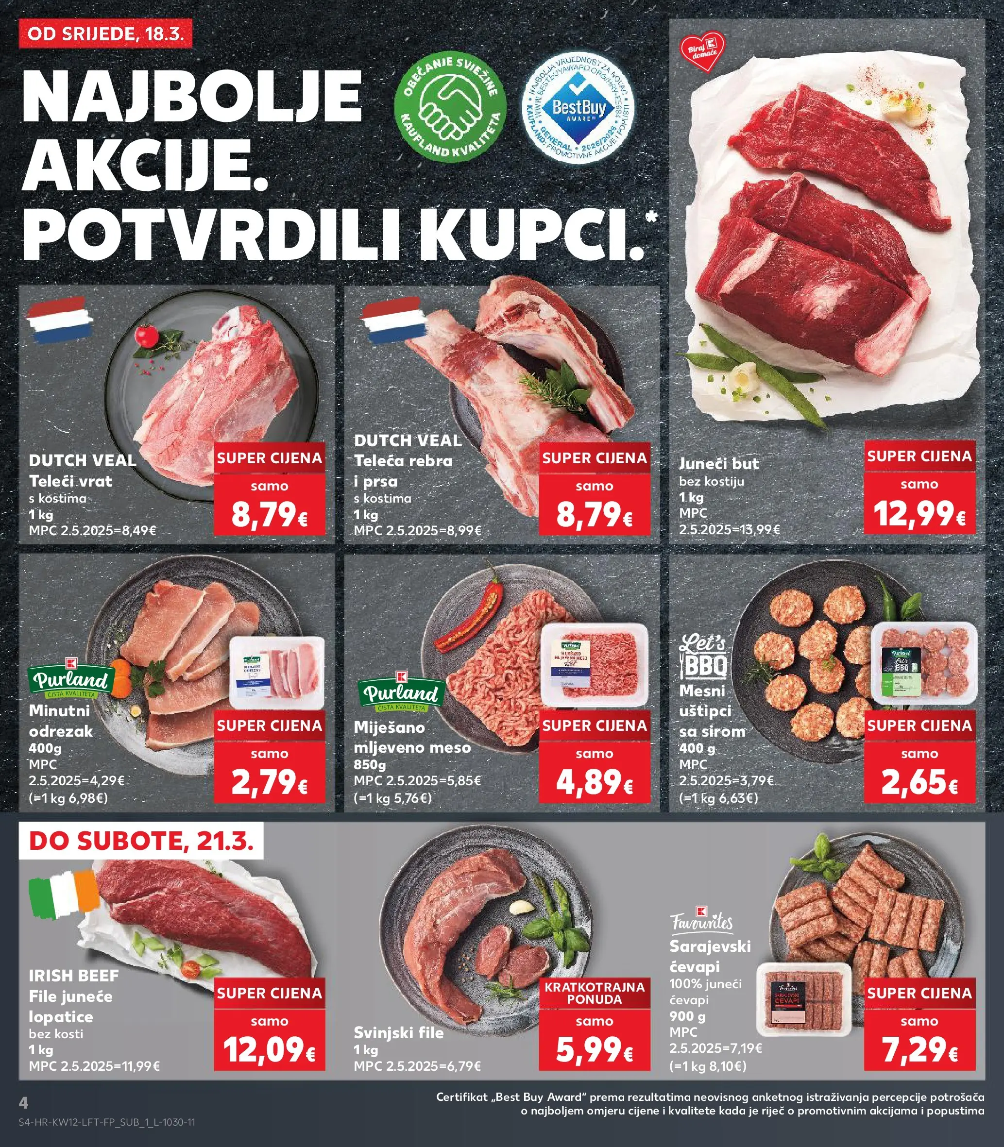 Kaufland - Kaufland katalog do 24.03.2026 novi od 17.03.2026 na listanje > letak digitalni | Stranica: 4 | Proizvodi: Juneći but, Meso, Mljeveno meso, Svinjski file