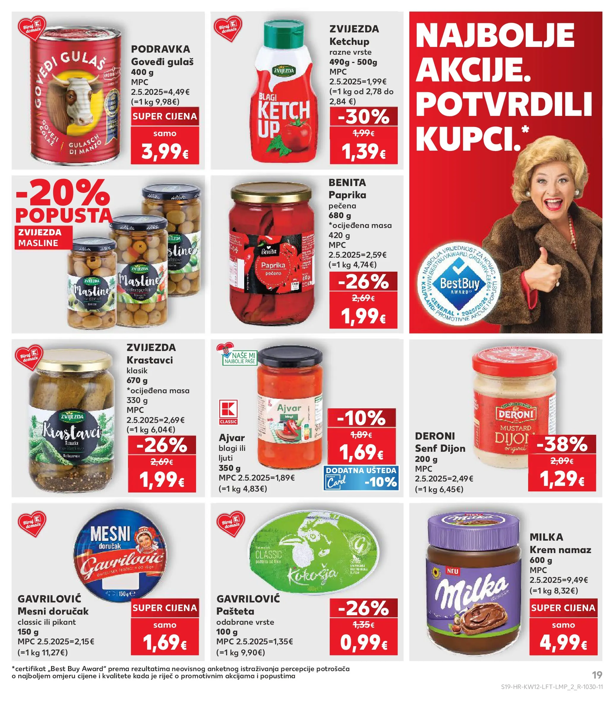 Kaufland - Kaufland katalog do 24.03.2026 novi od 17.03.2026 na listanje > letak digitalni | Stranica: 19 | Proizvodi: Masline, Krastavci, Pašteta, Namaz