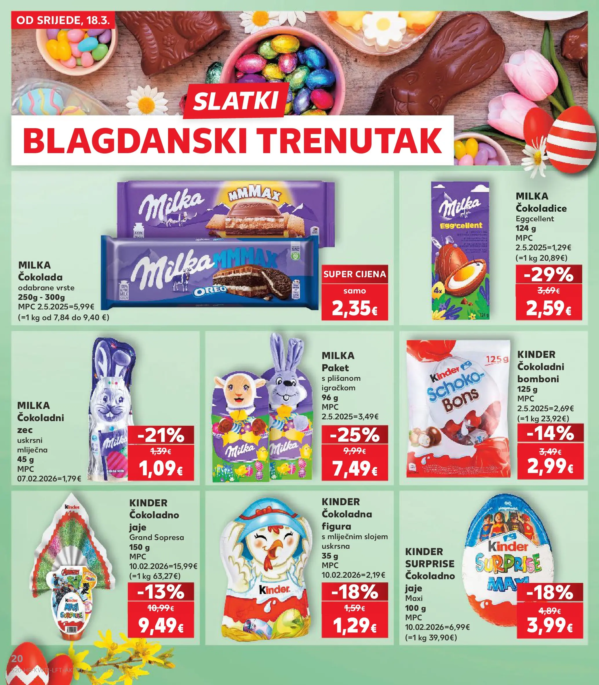 Kaufland - Kaufland katalog do 24.03.2026 novi od 17.03.2026 na listanje > letak digitalni | Stranica: 20 | Proizvodi: Čokolada, Bomboni, Milka