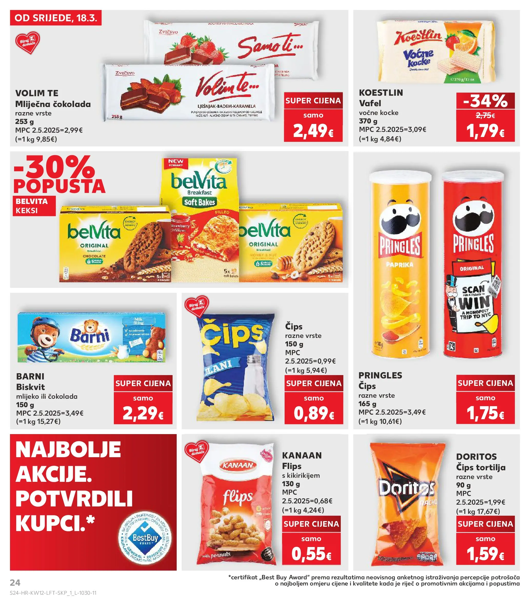 Kaufland - Kaufland katalog do 24.03.2026 novi od 17.03.2026 na listanje > letak digitalni | Stranica: 24 | Proizvodi: Mlijeko, Pringles, Paprika, Čips