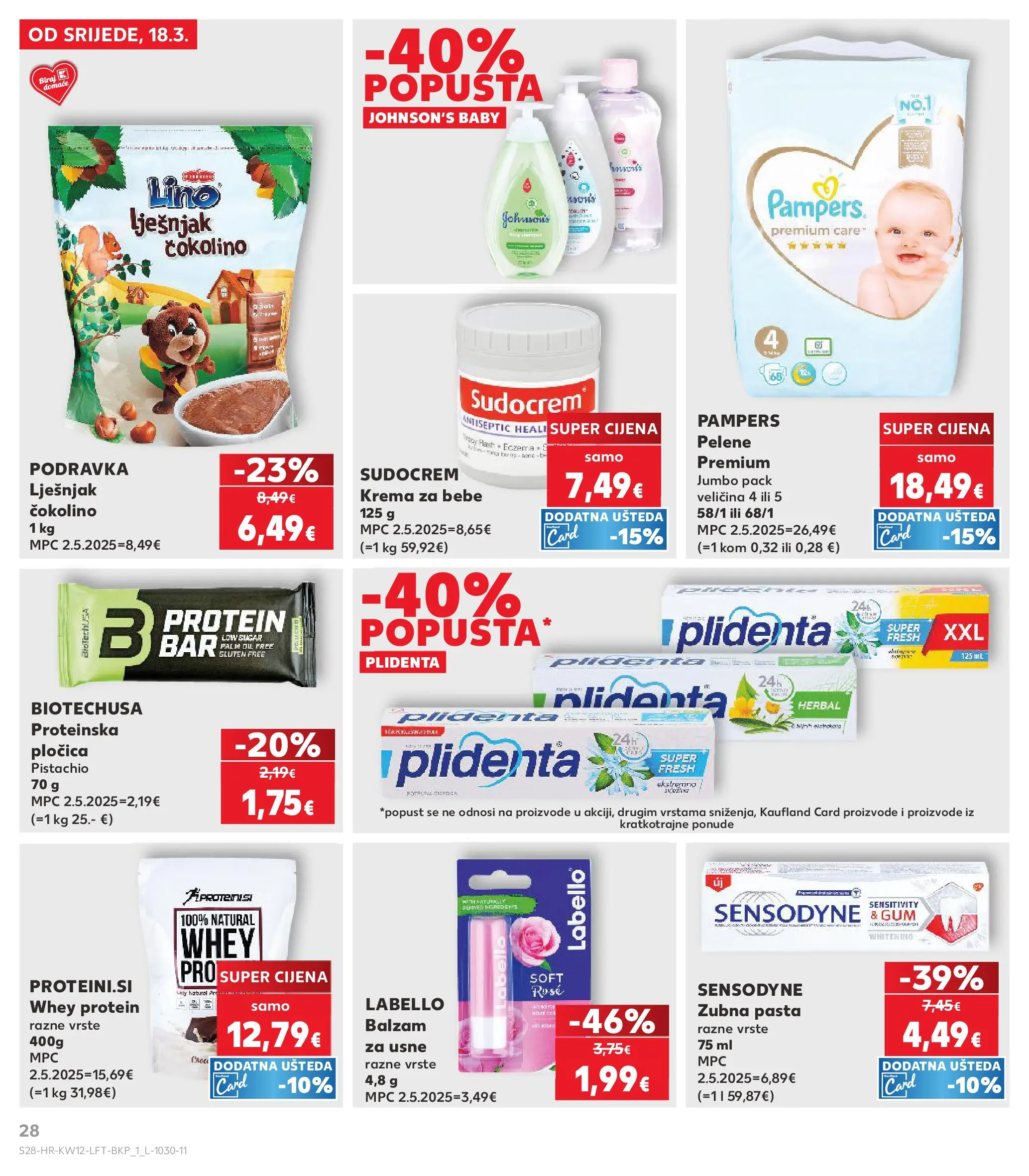 Kaufland - Kaufland katalog do 24.03.2026 novi od 17.03.2026 na listanje > letak digitalni | Stranica: 28 | Proizvodi: Pelene, Podravka, Lješnjak, Sensodyne