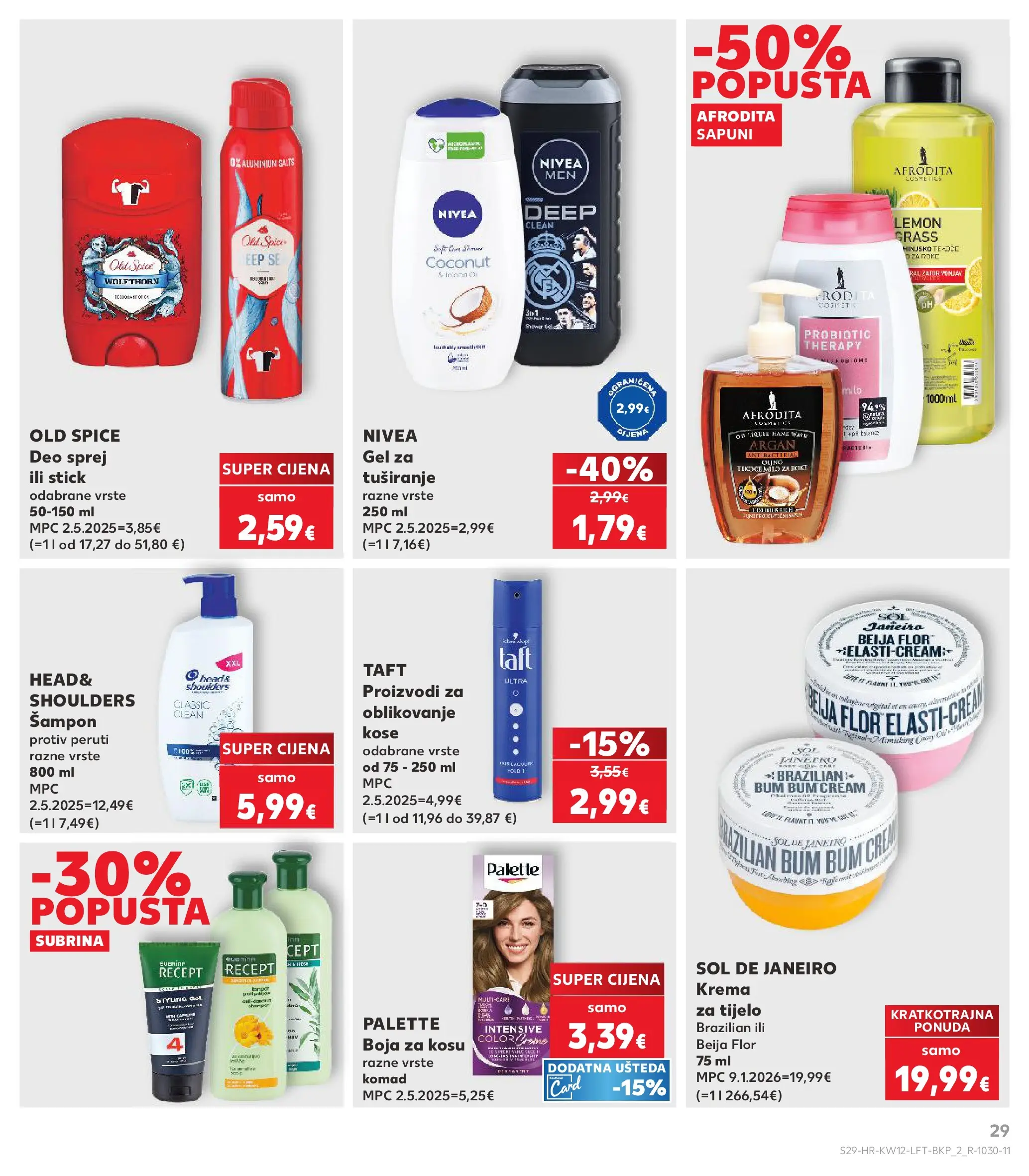 Kaufland - Kaufland katalog do 24.03.2026 novi od 17.03.2026 na listanje > letak digitalni | Stranica: 29 | Proizvodi: Krema za tijelo, Gel za tuširanje, Krema, Old Spice