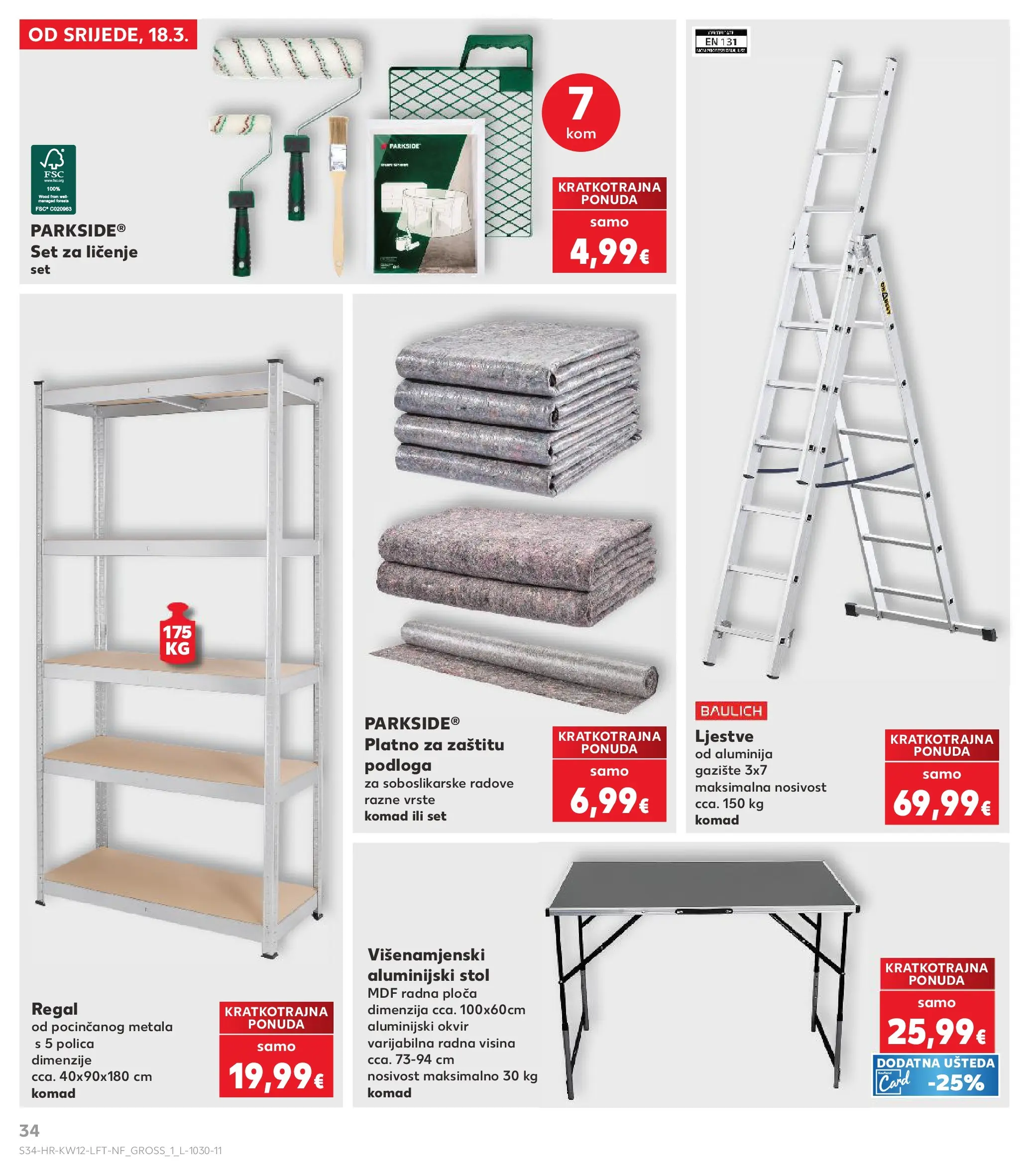 Kaufland - Kaufland katalog do 24.03.2026 novi od 17.03.2026 na listanje > letak digitalni | Stranica: 34 | Proizvodi: Polica, Ljestve, Regal, Parkside