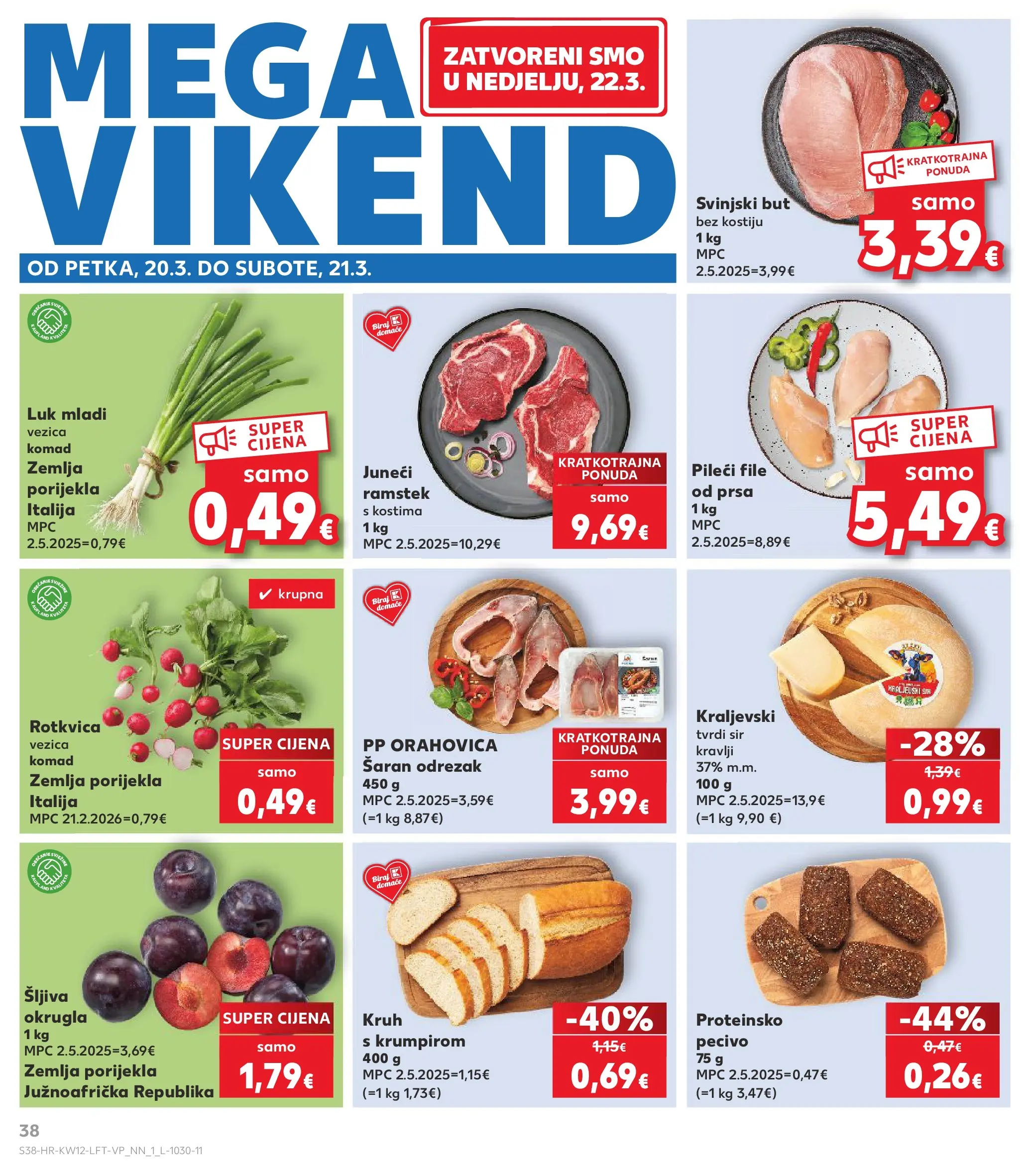 Kaufland - Kaufland katalog do 24.03.2026 novi od 17.03.2026 na listanje > letak digitalni | Stranica: 38 | Proizvodi: Svinjski but, Šaran, Sir, Pileći file