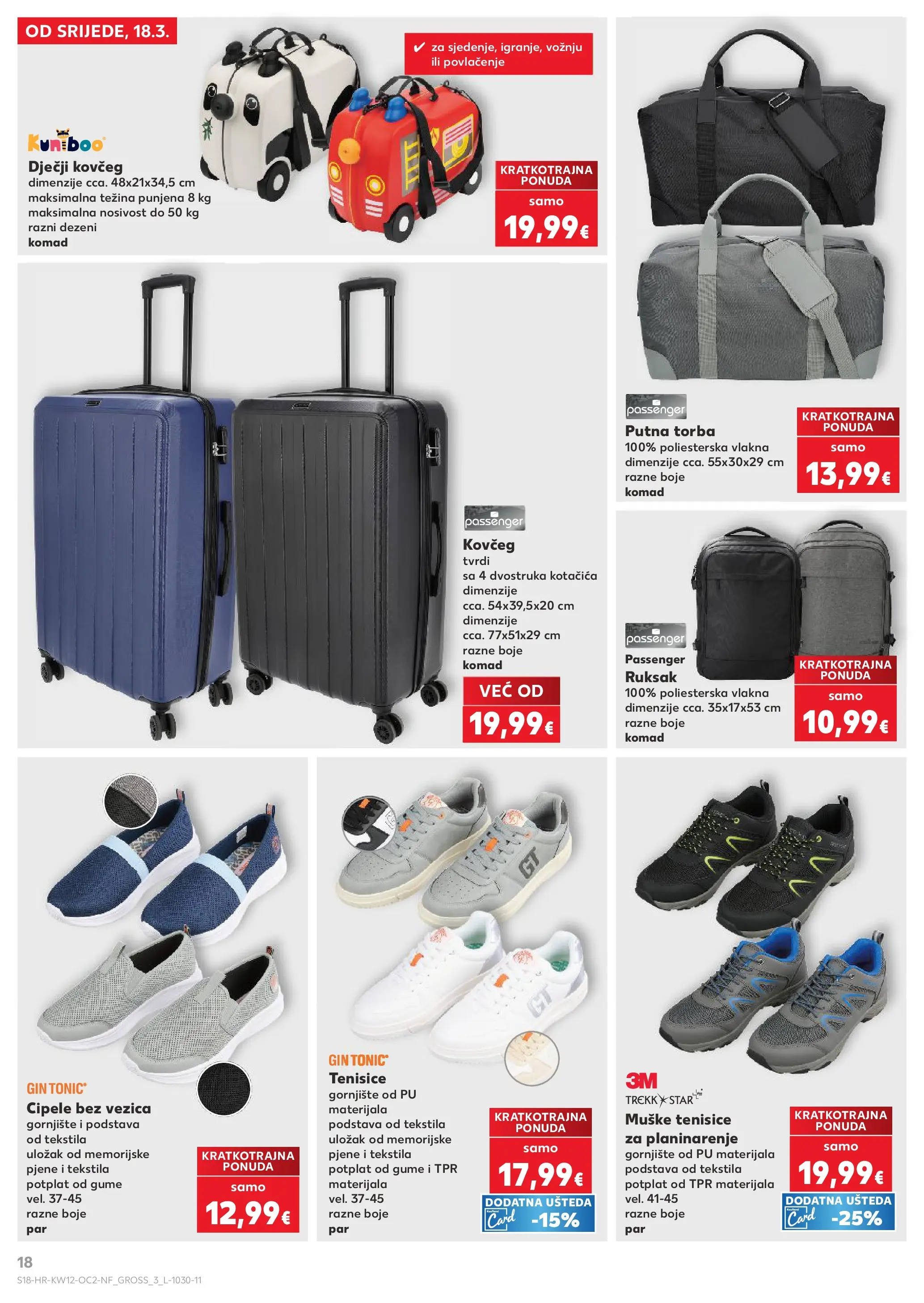 Kaufland - Kaufland katalog do 24.03.2026 novi od 17.03.2026 na listanje > letak digitalni | Stranica: 18 | Proizvodi: Tenisice, Tonic, Ruksak, Torba
