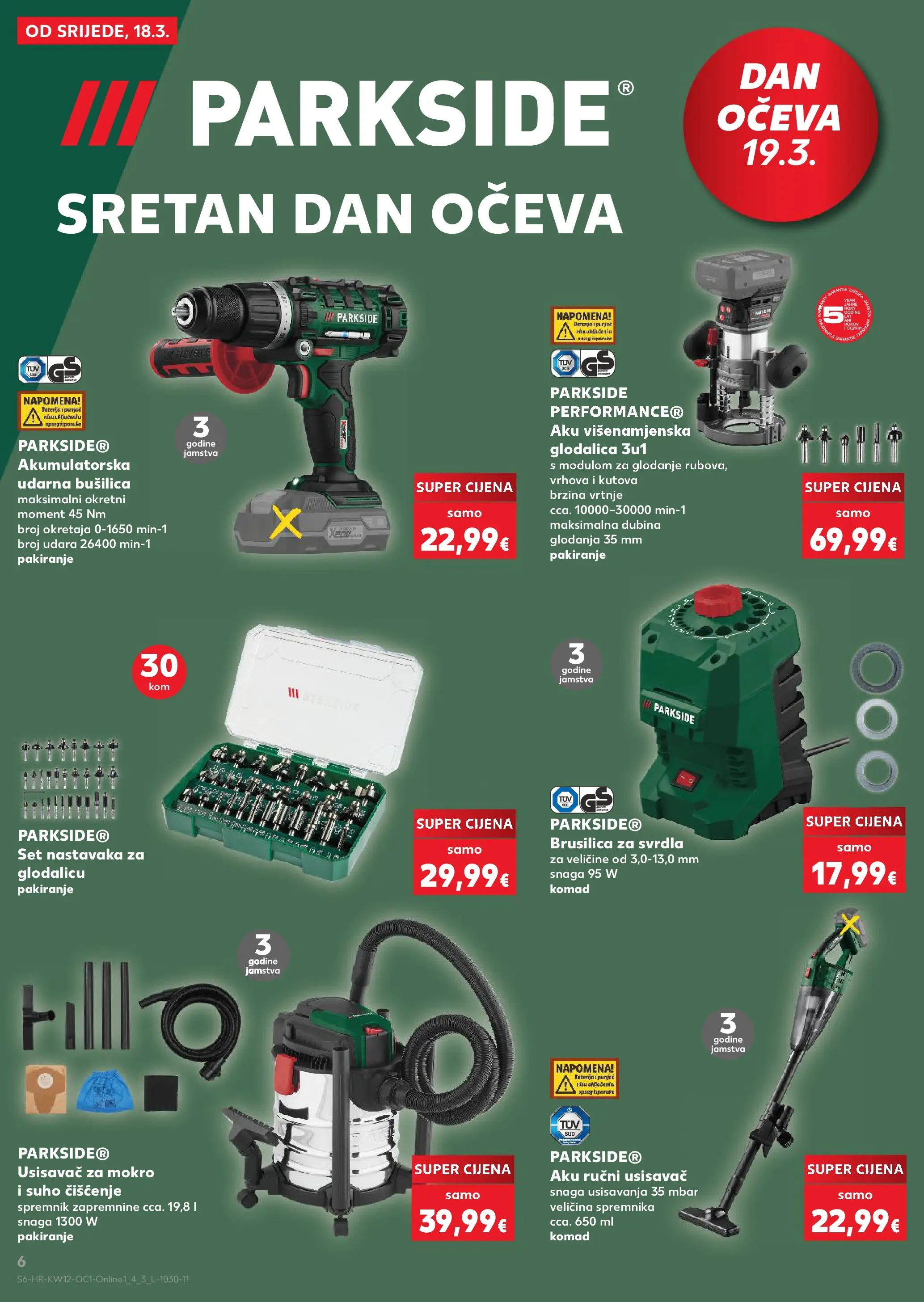 Kaufland - Kaufland katalog do 24.03.2026 novi od 17.03.2026 na listanje > letak digitalni | Stranica: 6 | Proizvodi: Usisavač, Brusilica, Bušilica, Parkside