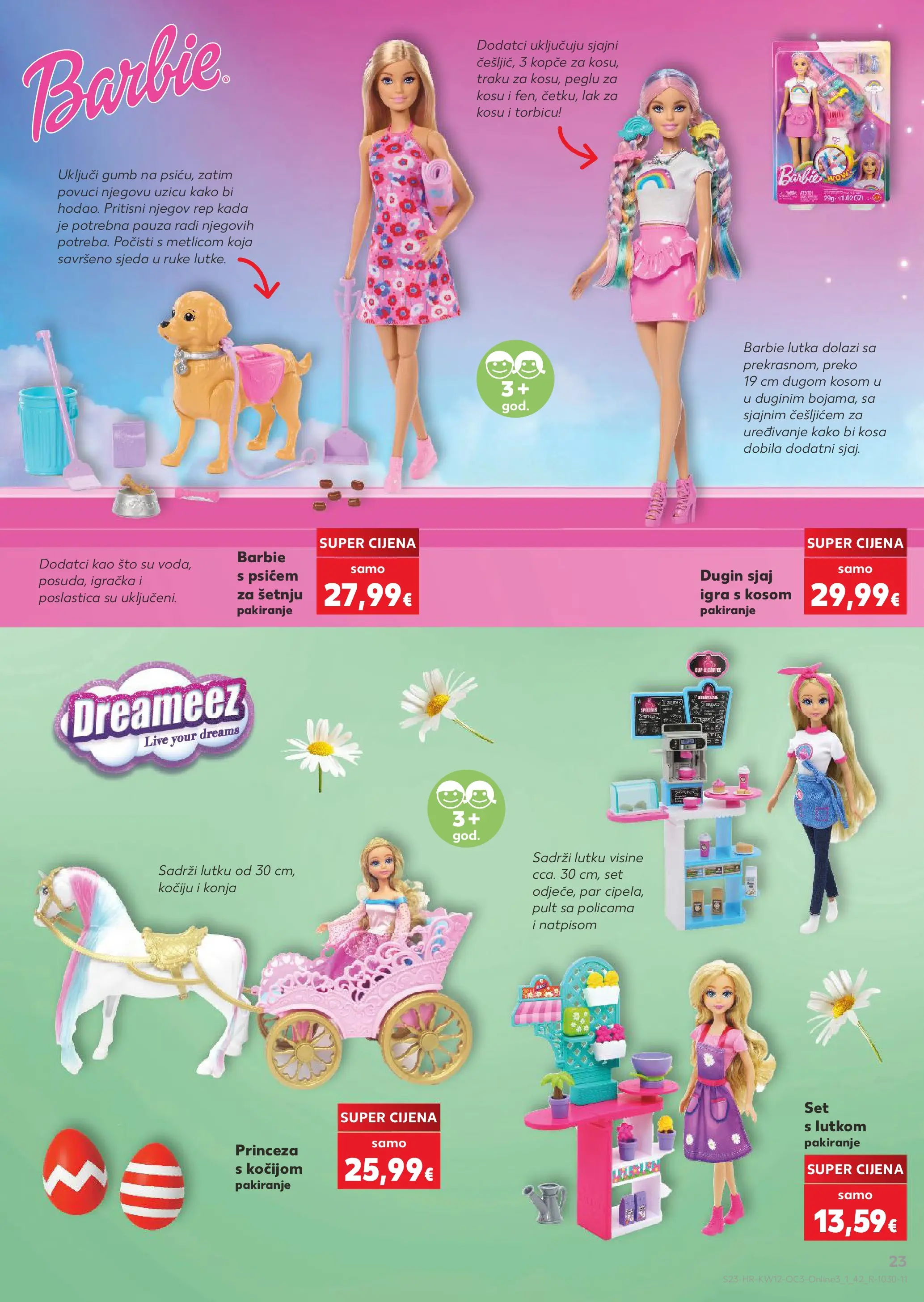 Kaufland - Kaufland katalog do 14.04.2026 novi od 15.03.2026 na listanje > letak digitalni | Stranica: 23 | Proizvodi: Barbie, Lutka, Lak za kosu, Igra