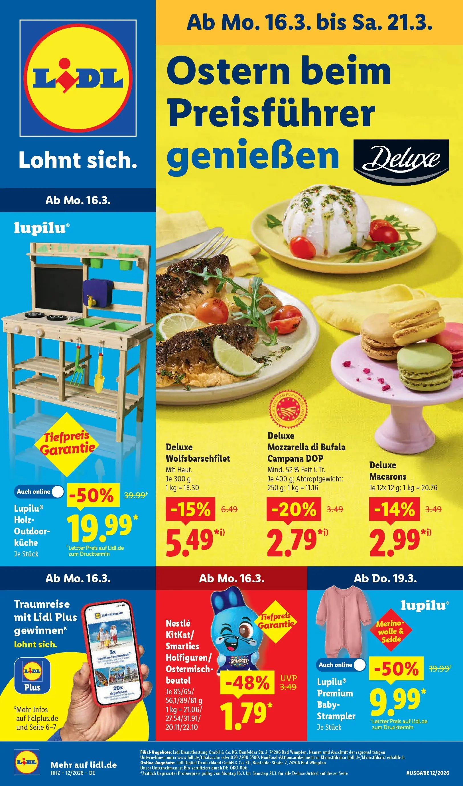 Lidl Prospekt Hof-innenstadt (ab 16.03.2026) zum Blättern » Angebote | Seite: 1 | Produkte: Mozzarella, Bad, Smarties, Küche