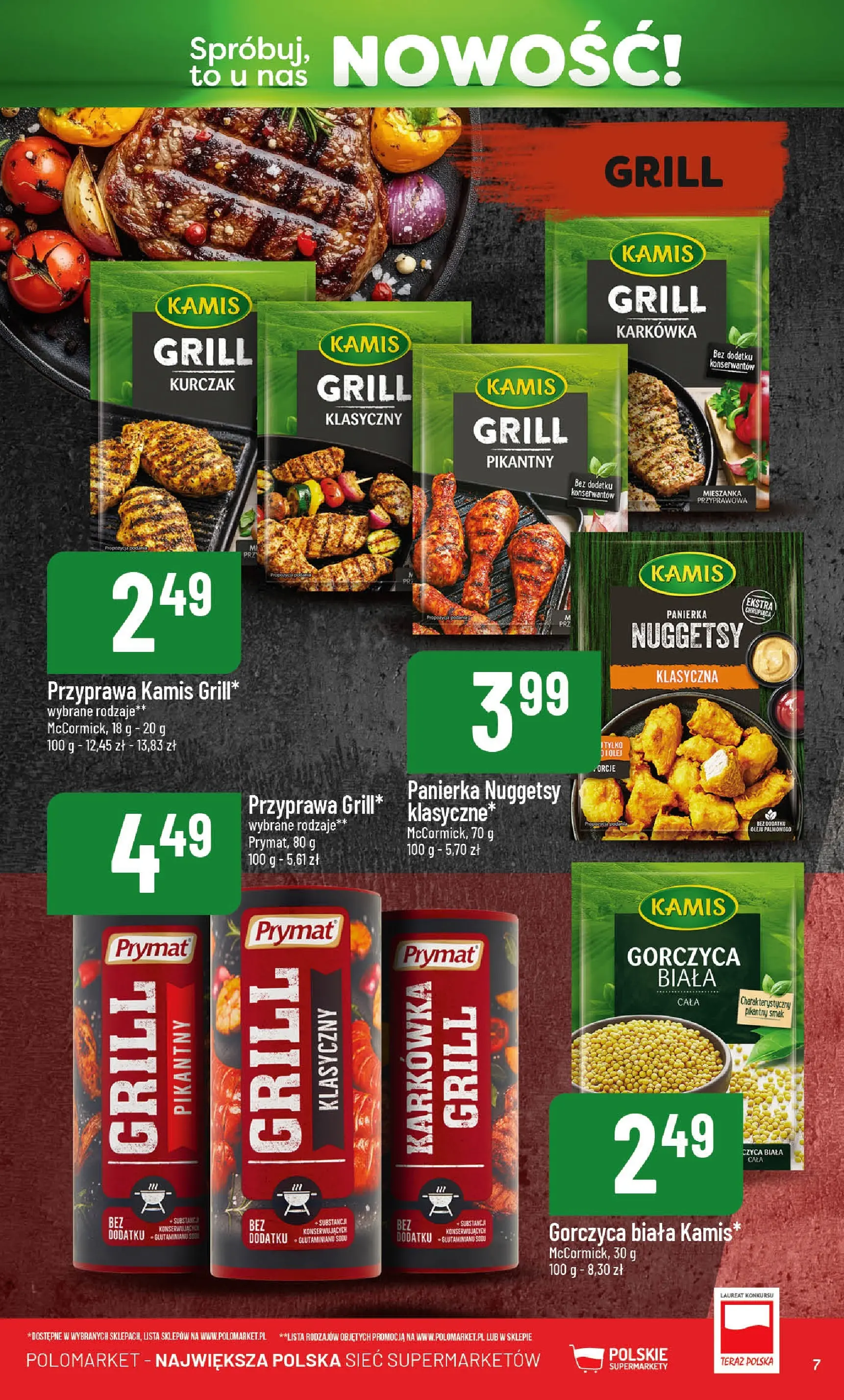 Nowa POLOmarket gazetka od jutra 13.03.2026 | Strona: 7 | Produkty: Karkówka, Gorczyca, Kurczak, Grill