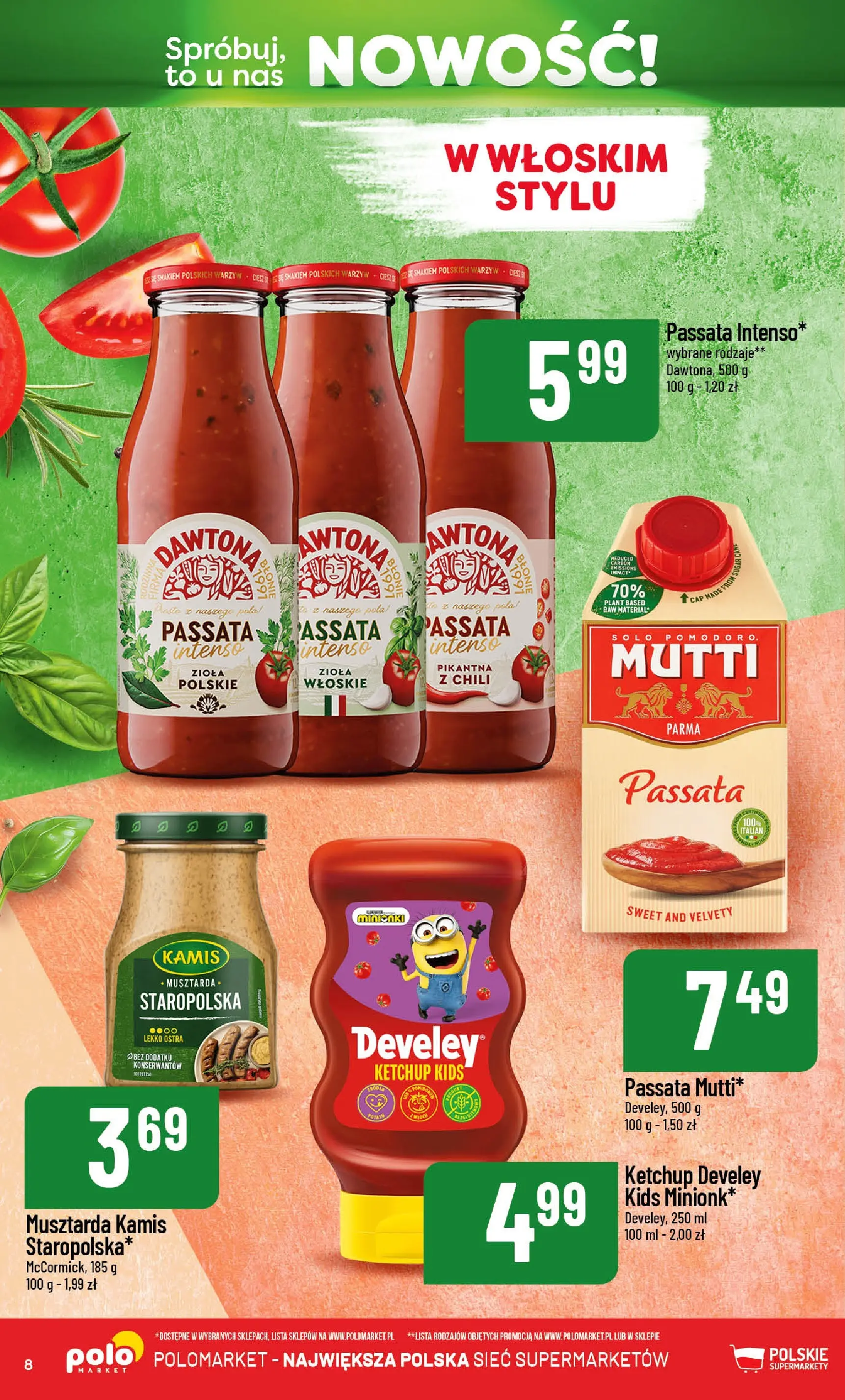 Nowa POLOmarket gazetka od jutra 13.03.2026 | Strona: 8 | Produkty: Chili, Ketchup, Musztarda