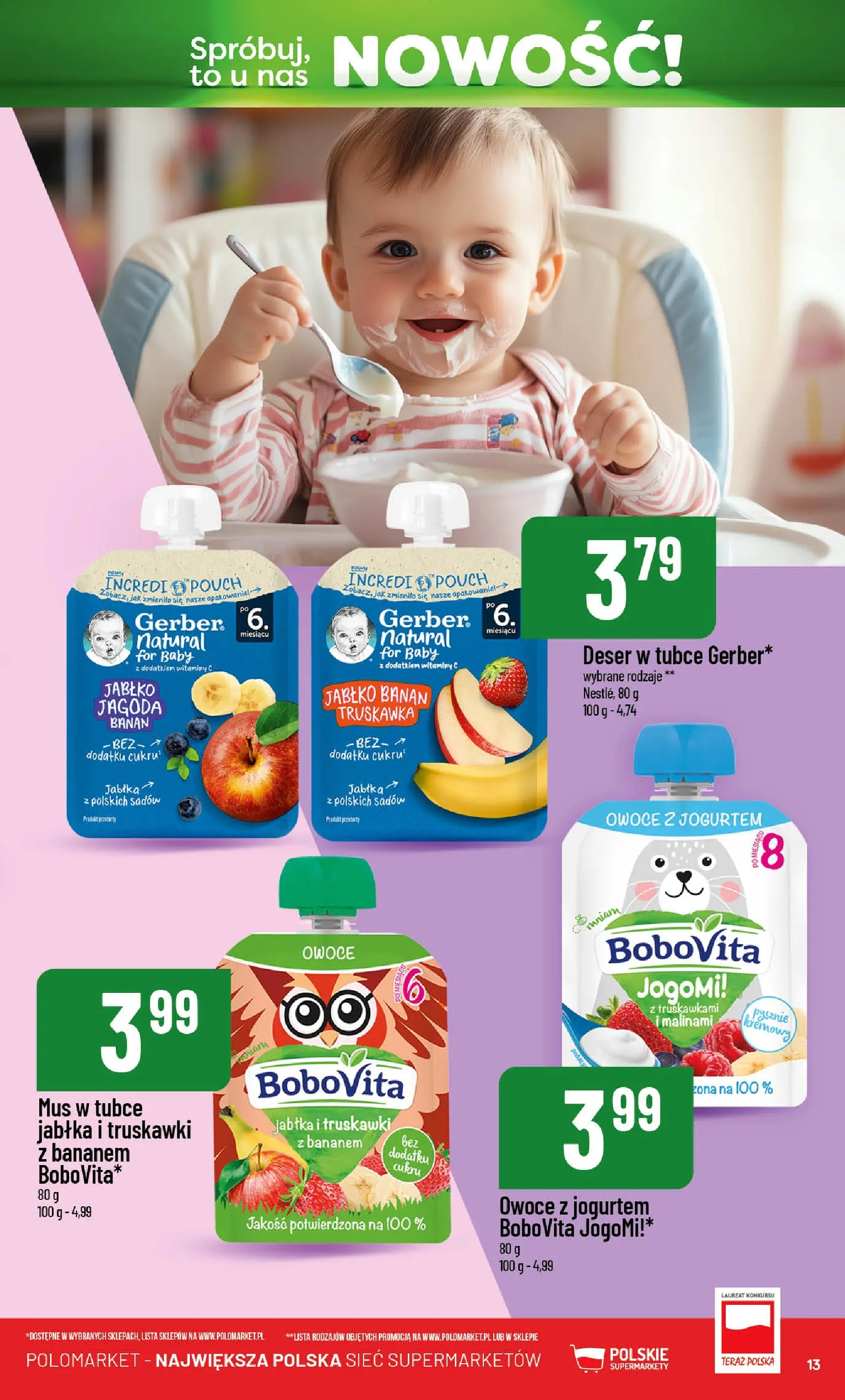 Nowa POLOmarket gazetka od jutra 13.03.2026 | Strona: 13 | Produkty: Jabłka, Banan, Truskawki, Owoce