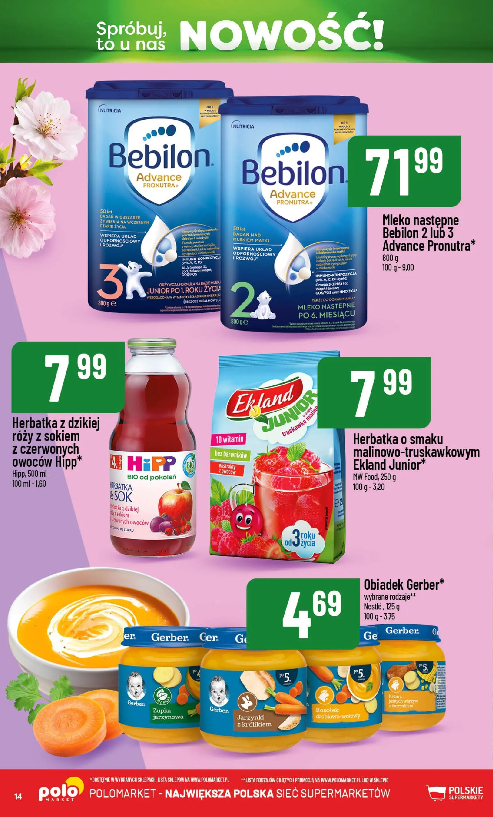 Nowa POLOmarket gazetka od jutra 13.03.2026 | Strona: 14 | Produkty: Mleko, Sok, Krem