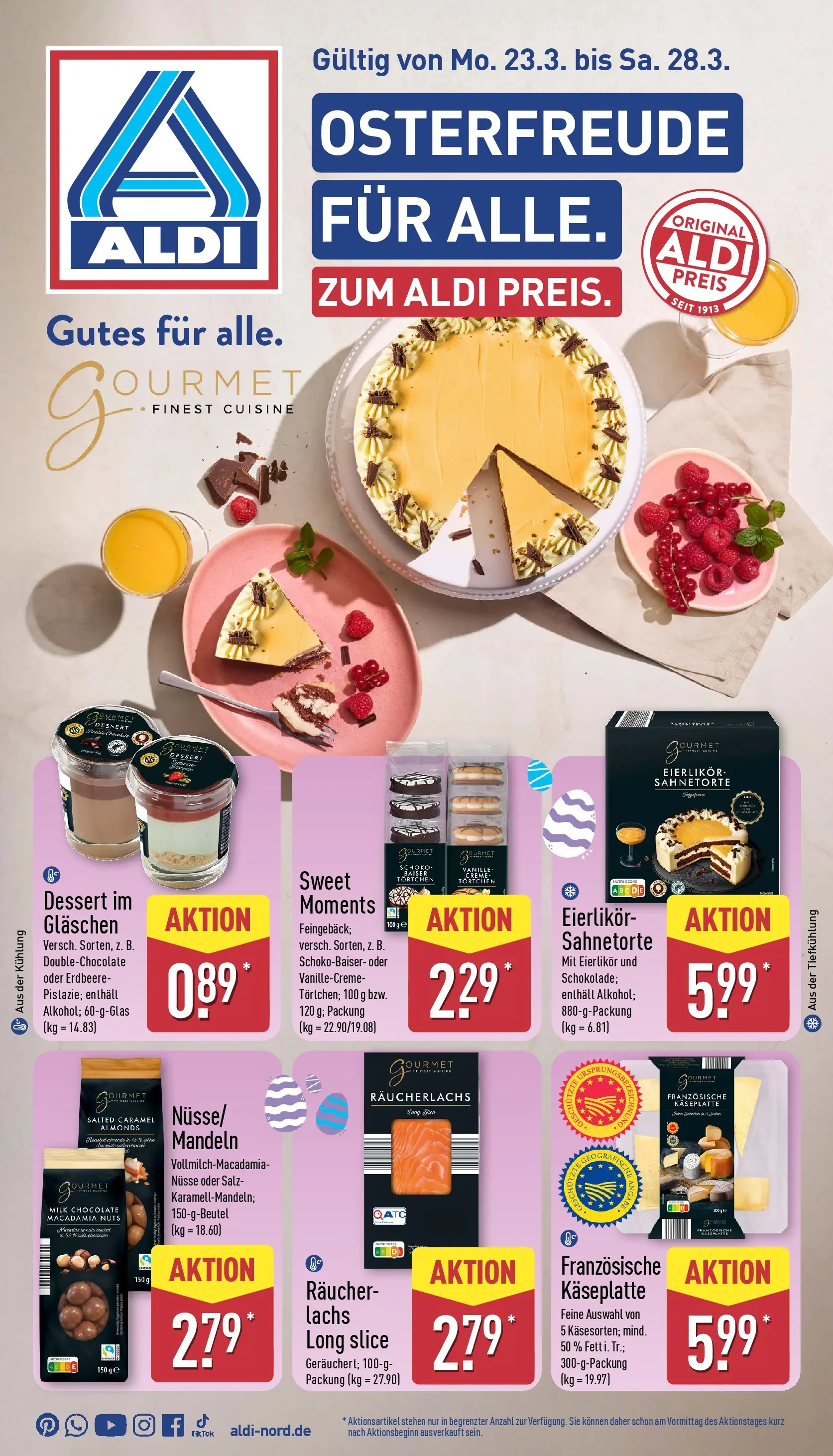Aldi Wochenangebote (ab 23.03.2026) » Angebote Online | Seite: 1 | Produkte: Mandeln, Lachs, Räucherlachs, Salz
