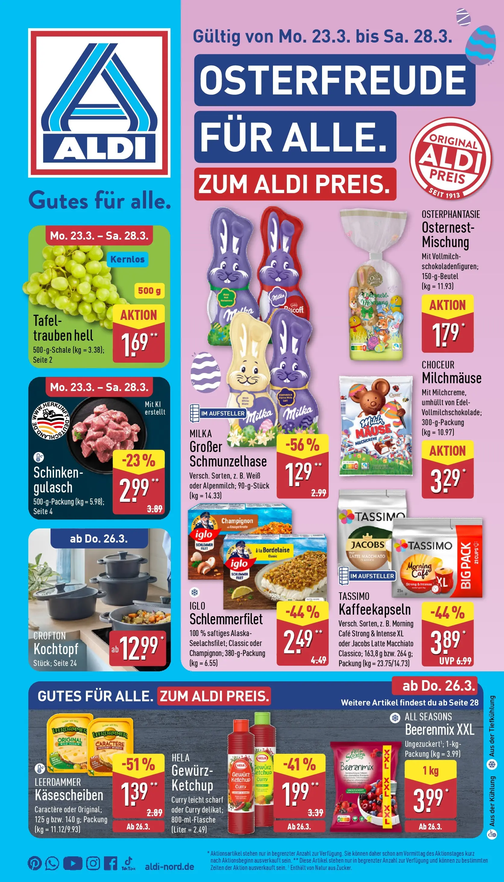 Aldi Wochenangebote (ab 23.03.2026) » Angebote Online | Seite: 5 | Produkte: Milka, Leerdammer, Gulasch, Ketchup