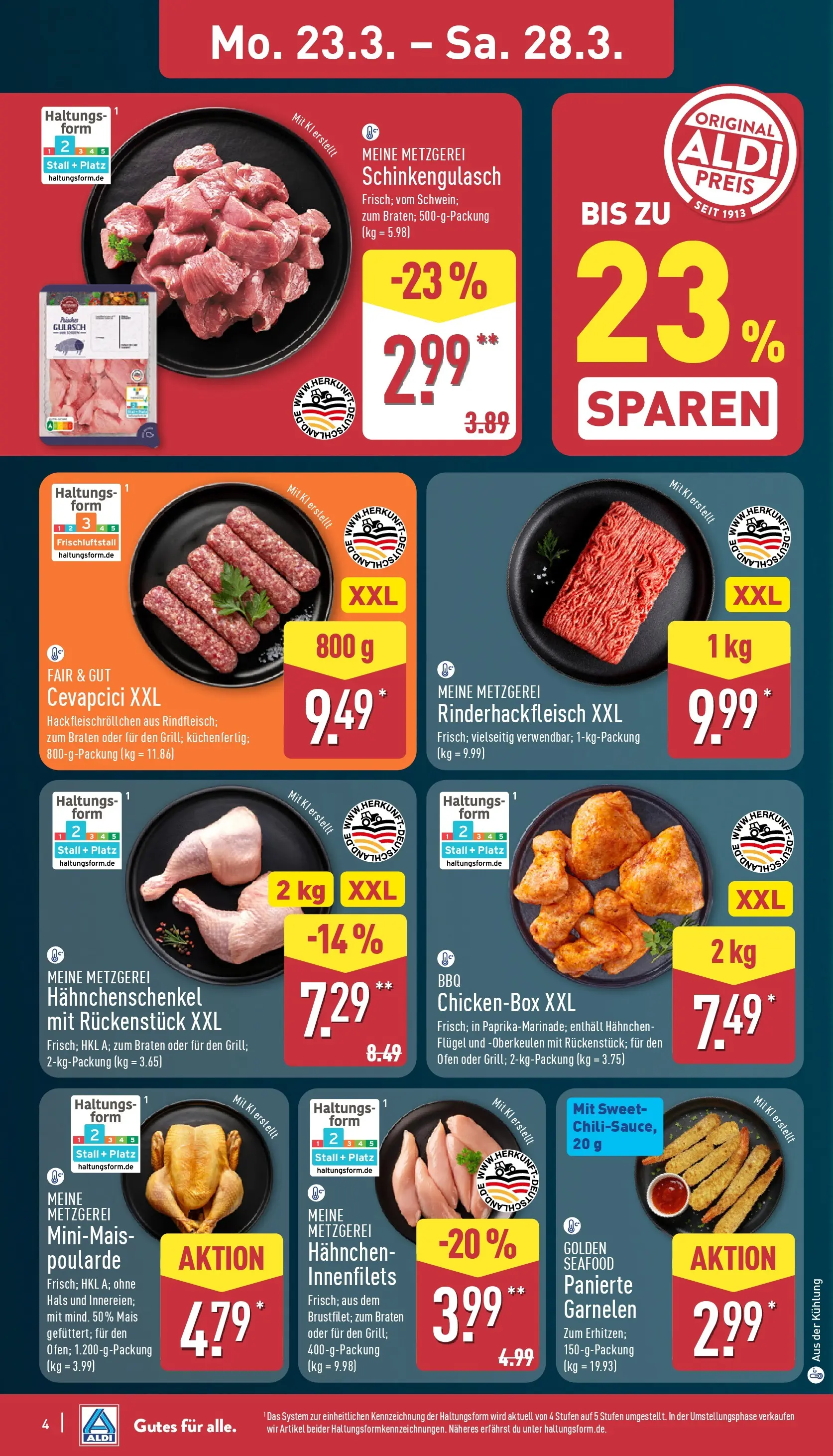 Aldi Wochenangebote (ab 23.03.2026) » Angebote Online | Seite: 8 | Produkte: Ofen, Hahnchenschenkel, Garnelen, Gulasch