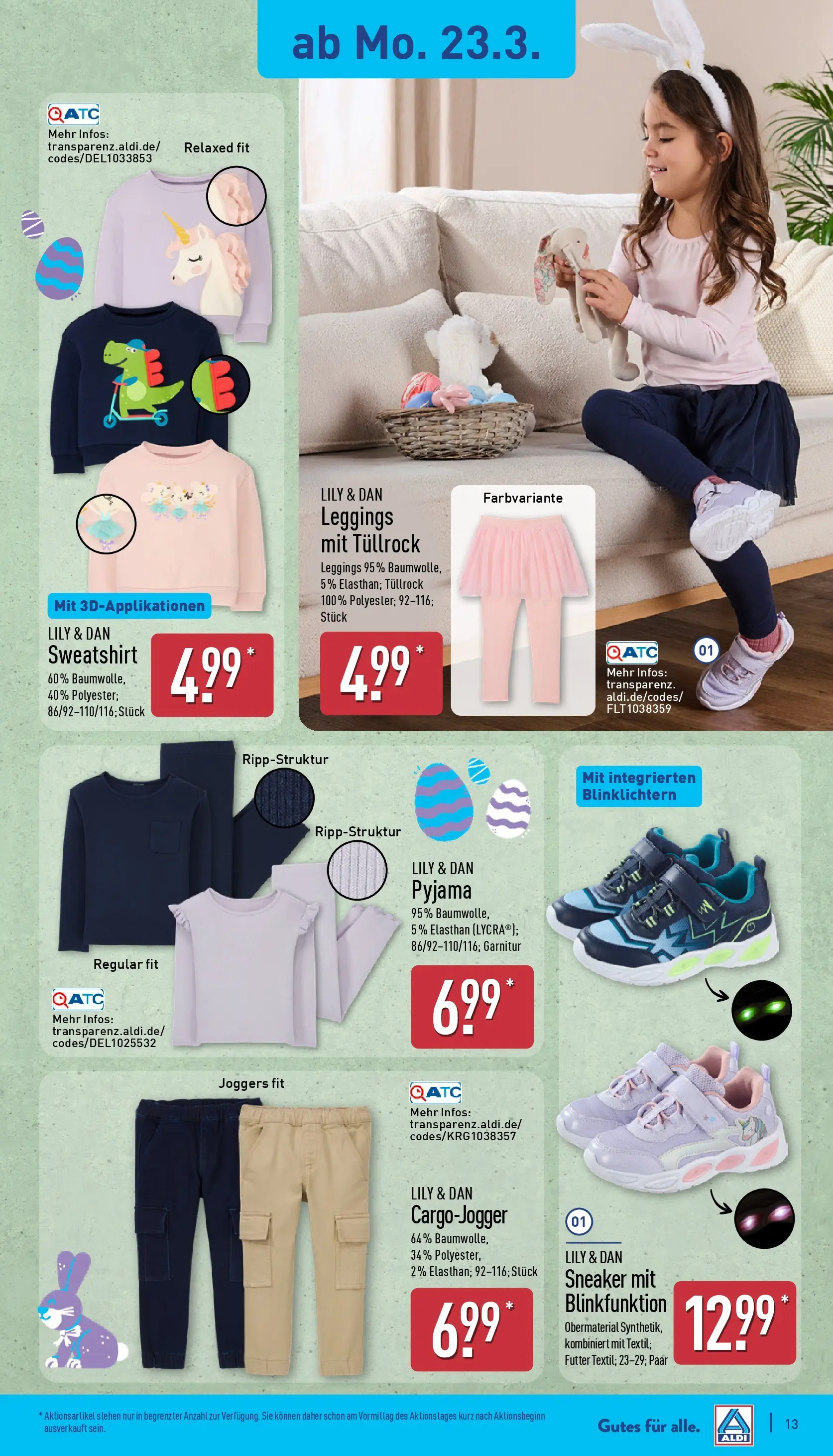 Aldi Wochenangebote (ab 23.03.2026) » Angebote Online | Seite: 17 | Produkte: Sweatshirt, Pyjama, Leggings