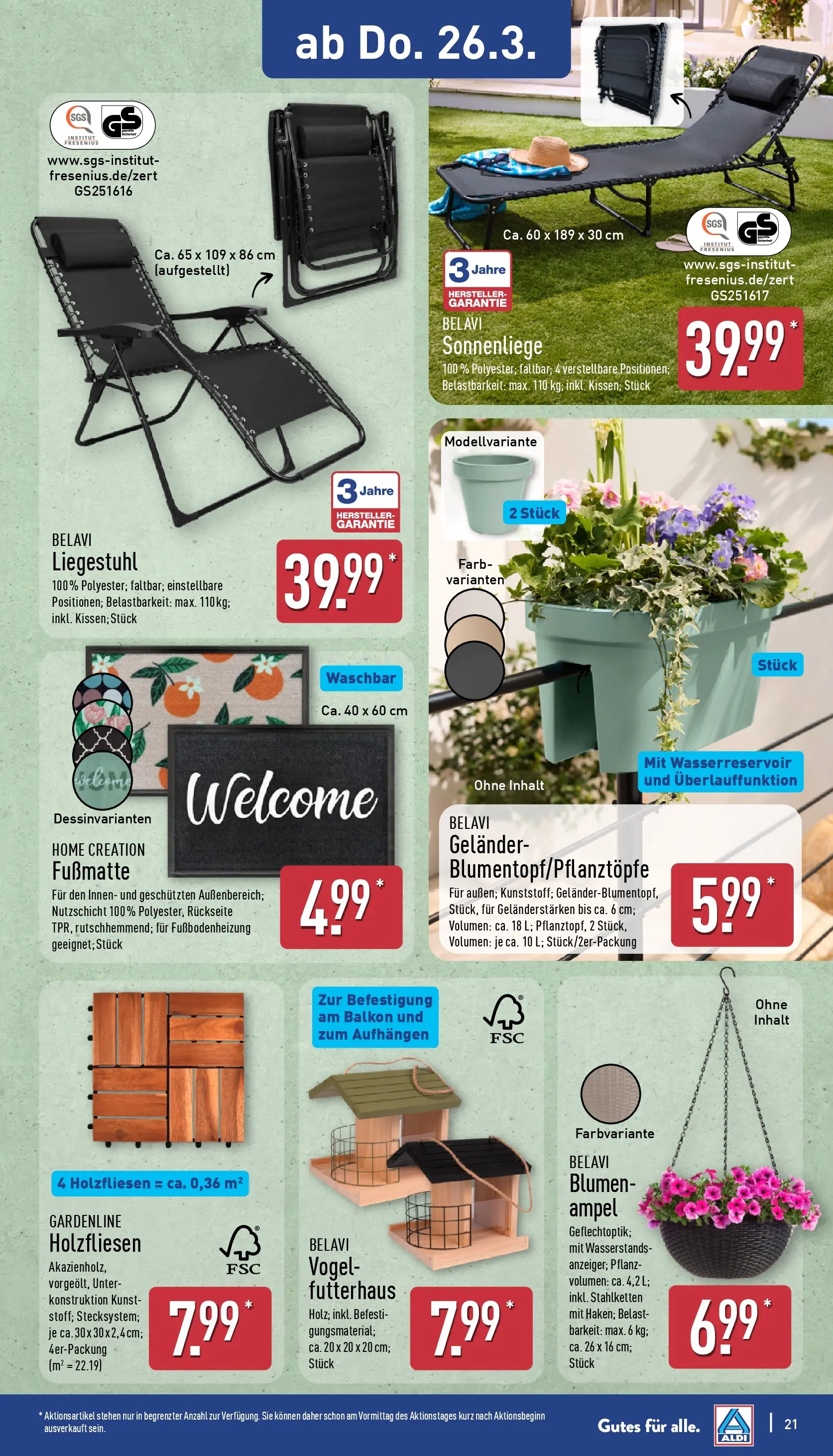 Aldi Wochenangebote (ab 23.03.2026) » Angebote Online | Seite: 25 | Produkte: Belavi, Blumen, Fußmatte, Home creation