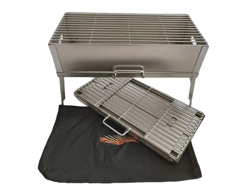 Picknick Grill aus Edelstahl 2mm, klappbar