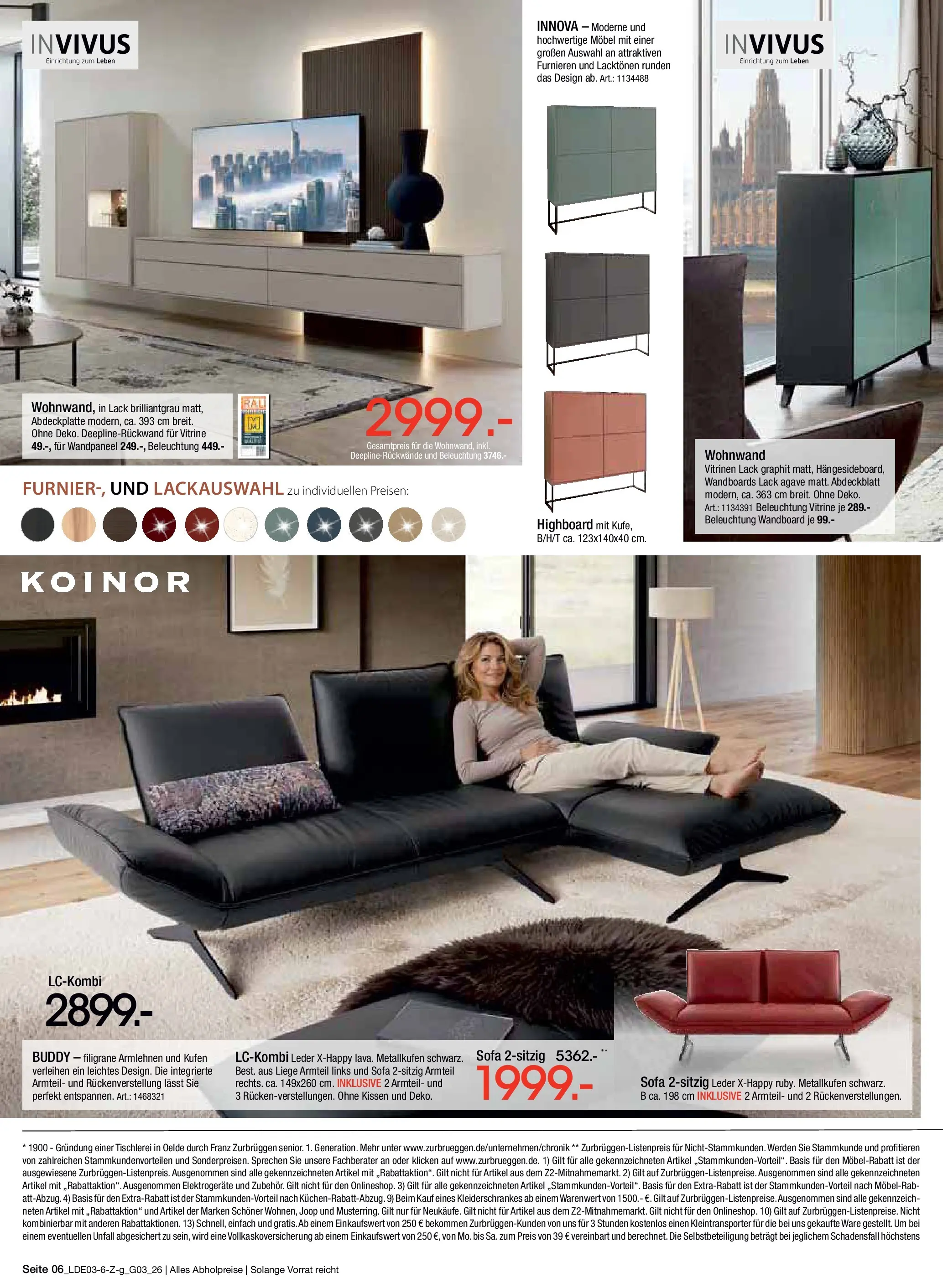 Zurbrüggen Bonus Sonder-Tage Unna (ab 15.03.2026) zum Blättern | Seite: 6 | Produkte: Wandboard, Vitrine, Sofa, Liege