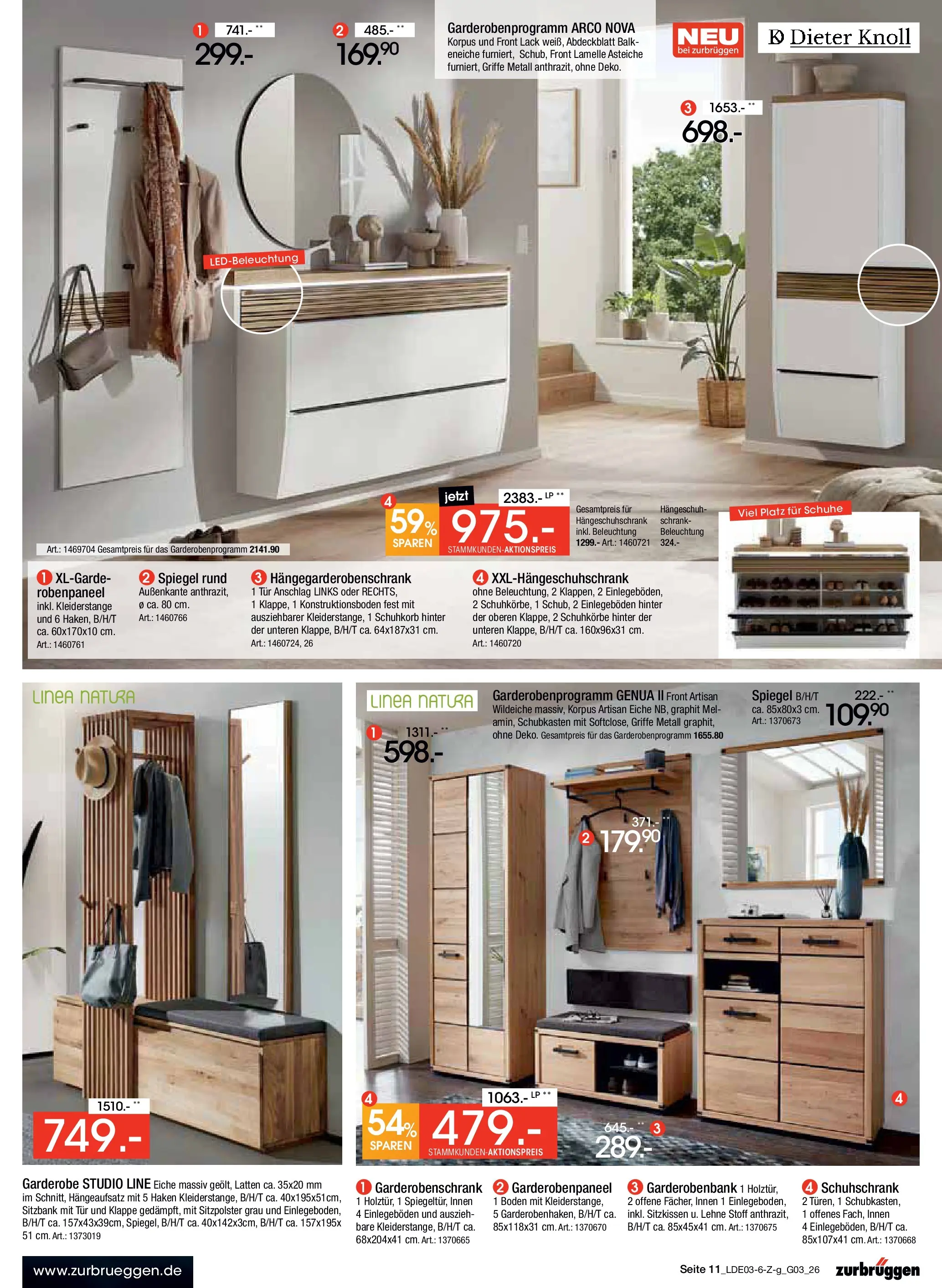 Zurbrüggen Bonus Sonder-Tage Unna (ab 15.03.2026) zum Blättern | Seite: 11 | Produkte: Sitzbank, Spiegel, Tür, Garderobenschrank