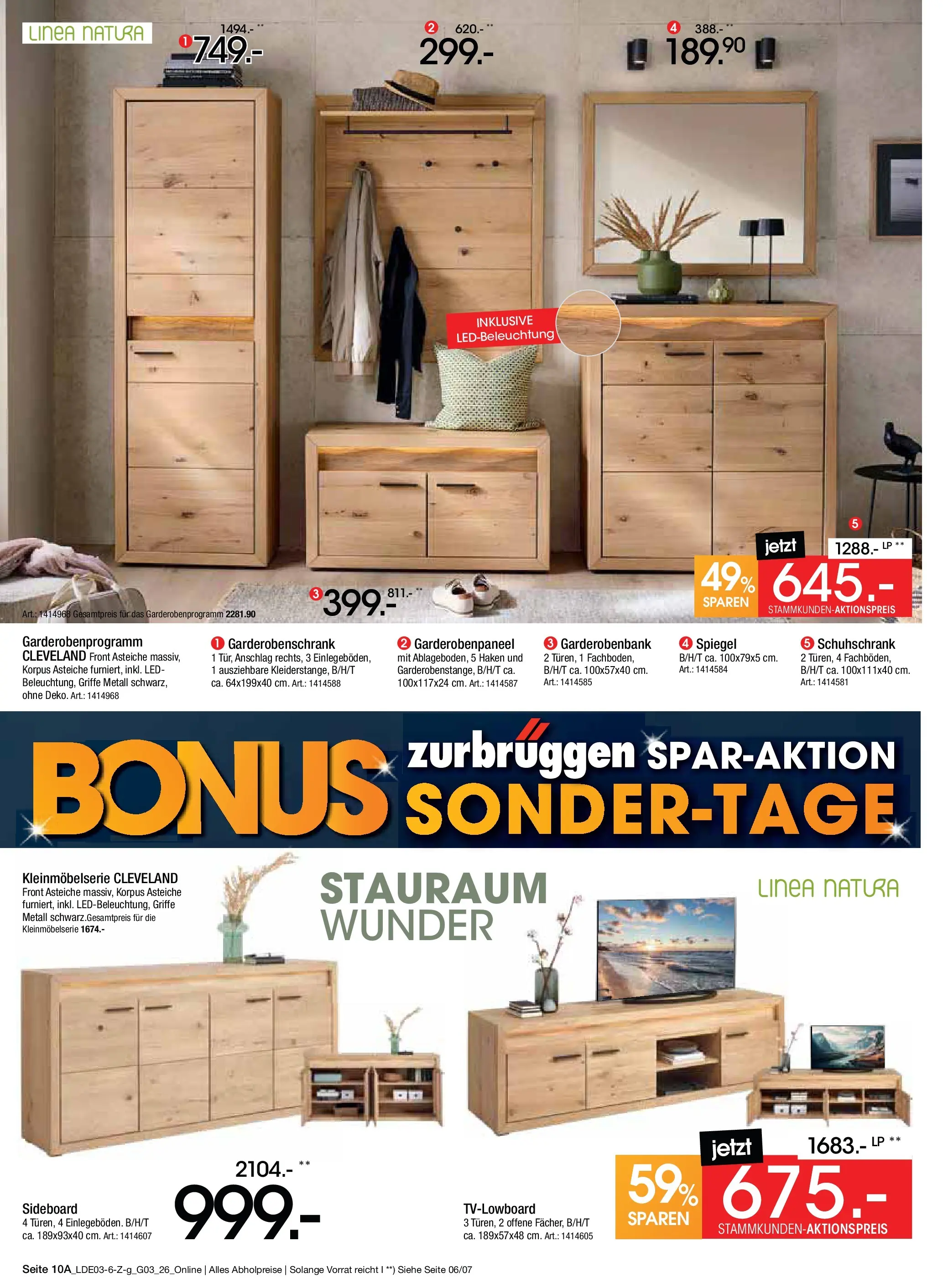 Zurbrüggen Bonus Sonder-Tage Unna (ab 15.03.2026) zum Blättern | Seite: 12 | Produkte: Sideboard, Spiegel, Garderobenschrank