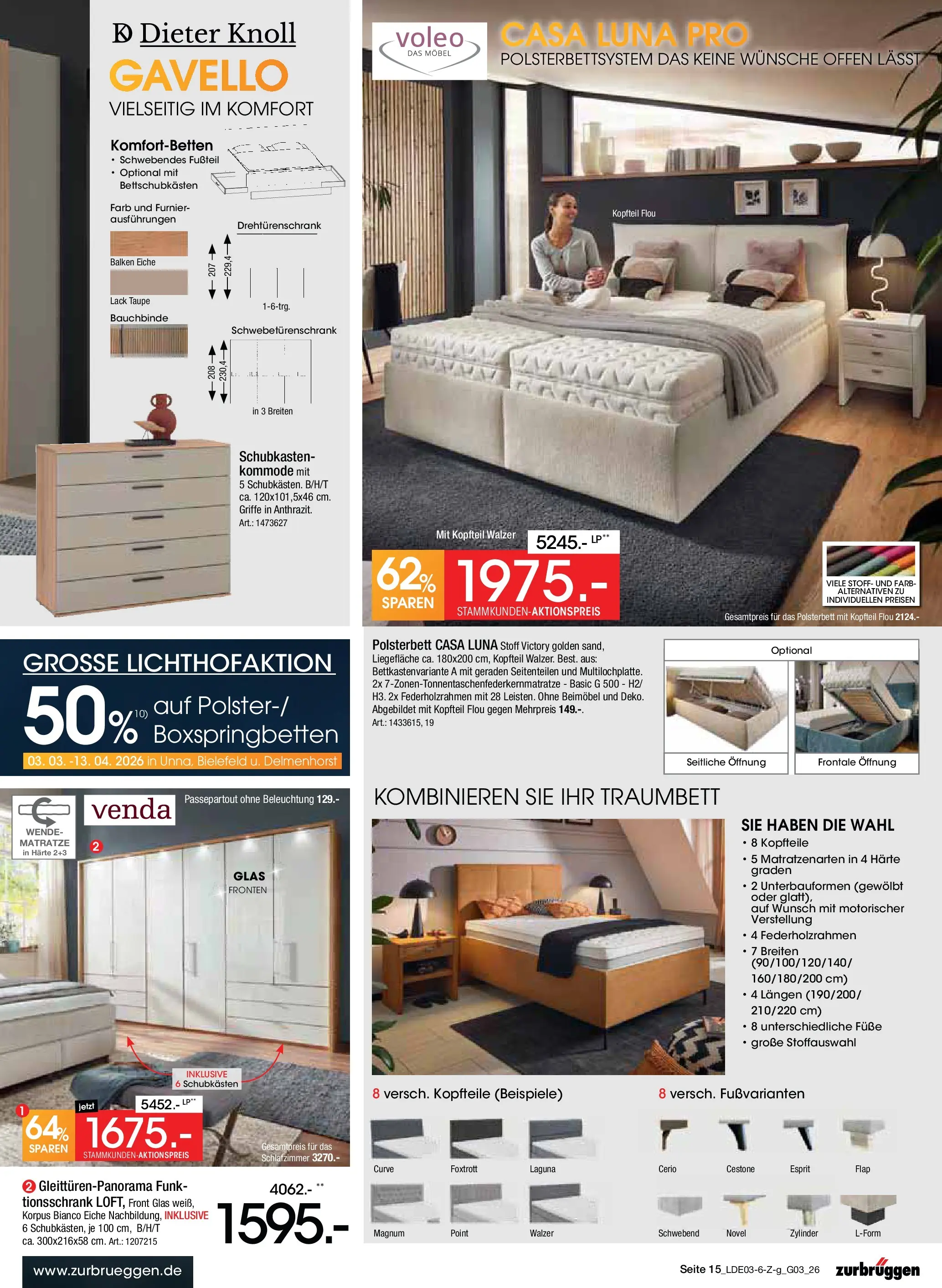 Zurbrüggen Bonus Sonder-Tage Unna (ab 15.03.2026) zum Blättern | Seite: 29 | Produkte: Matratze, Kommode, Schwebetürenschrank, Polsterbett