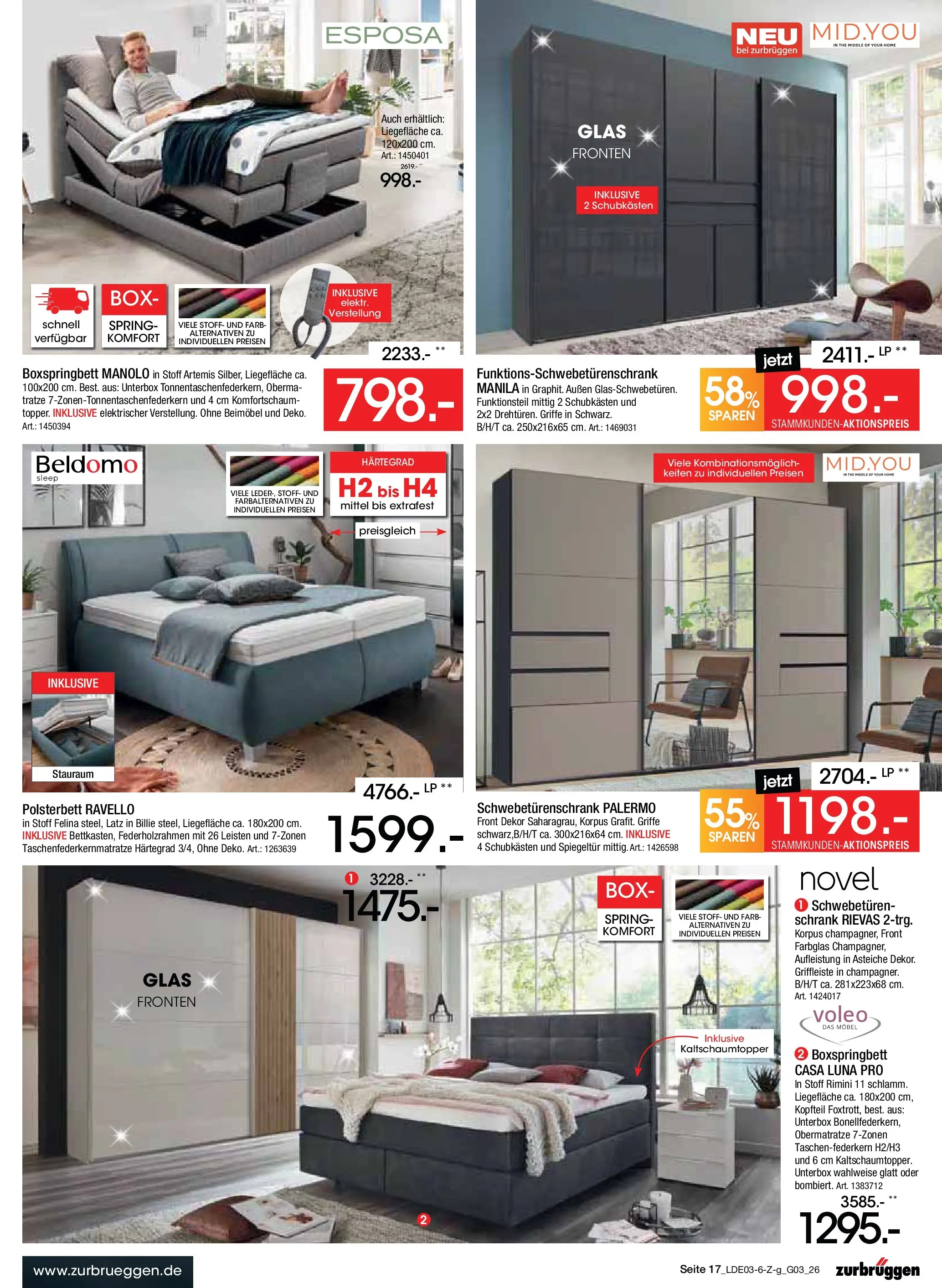 Zurbrüggen Bonus Sonder-Tage Unna (ab 15.03.2026) zum Blättern | Seite: 31 | Produkte: Boxspringbett, Polsterbett, Schrank, Box