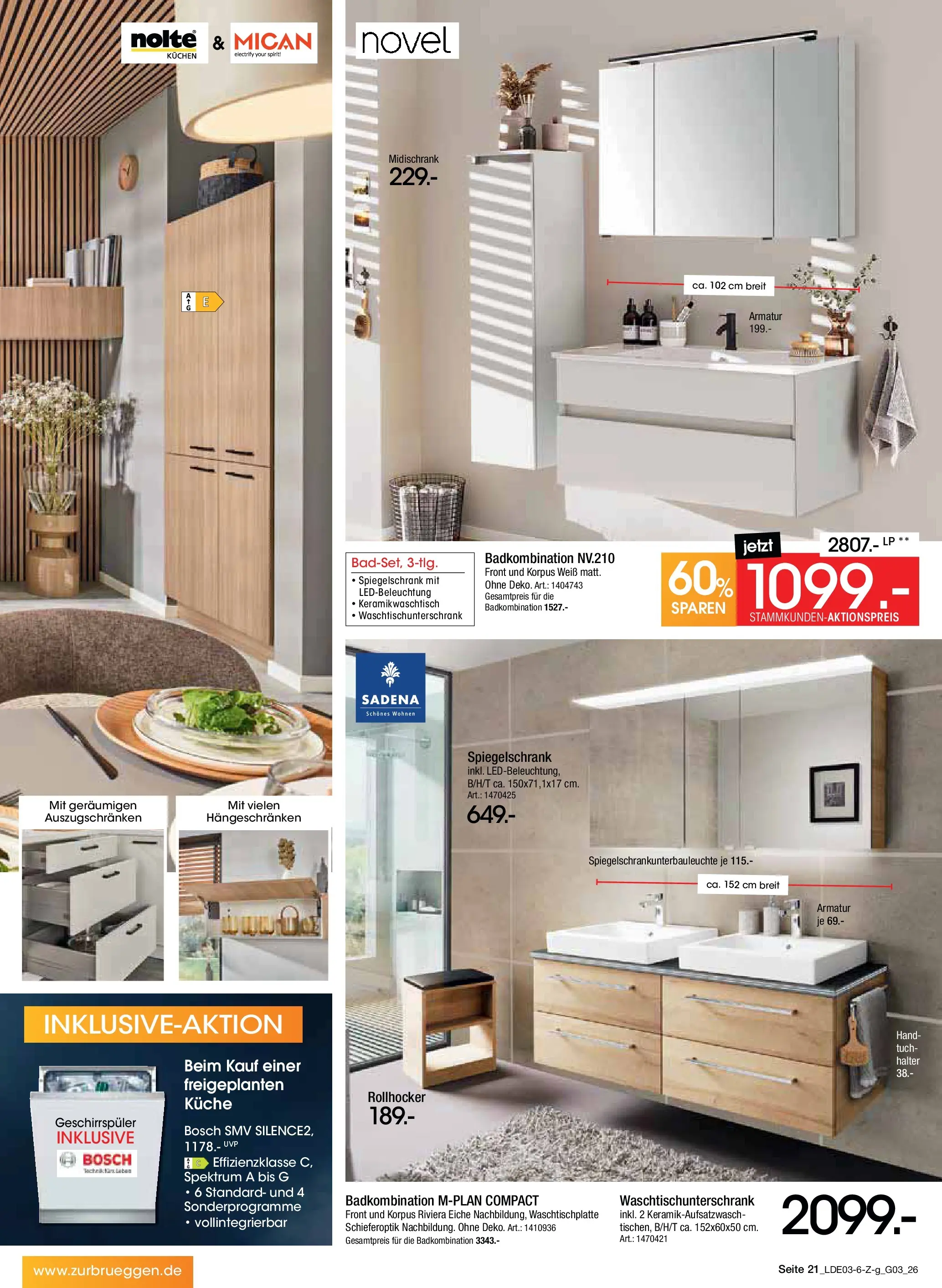 Zurbrüggen Bonus Sonder-Tage Unna (ab 15.03.2026) zum Blättern | Seite: 39 | Produkte: Geschirrspüler, Spiegelschrank, Midischrank, Kuchen