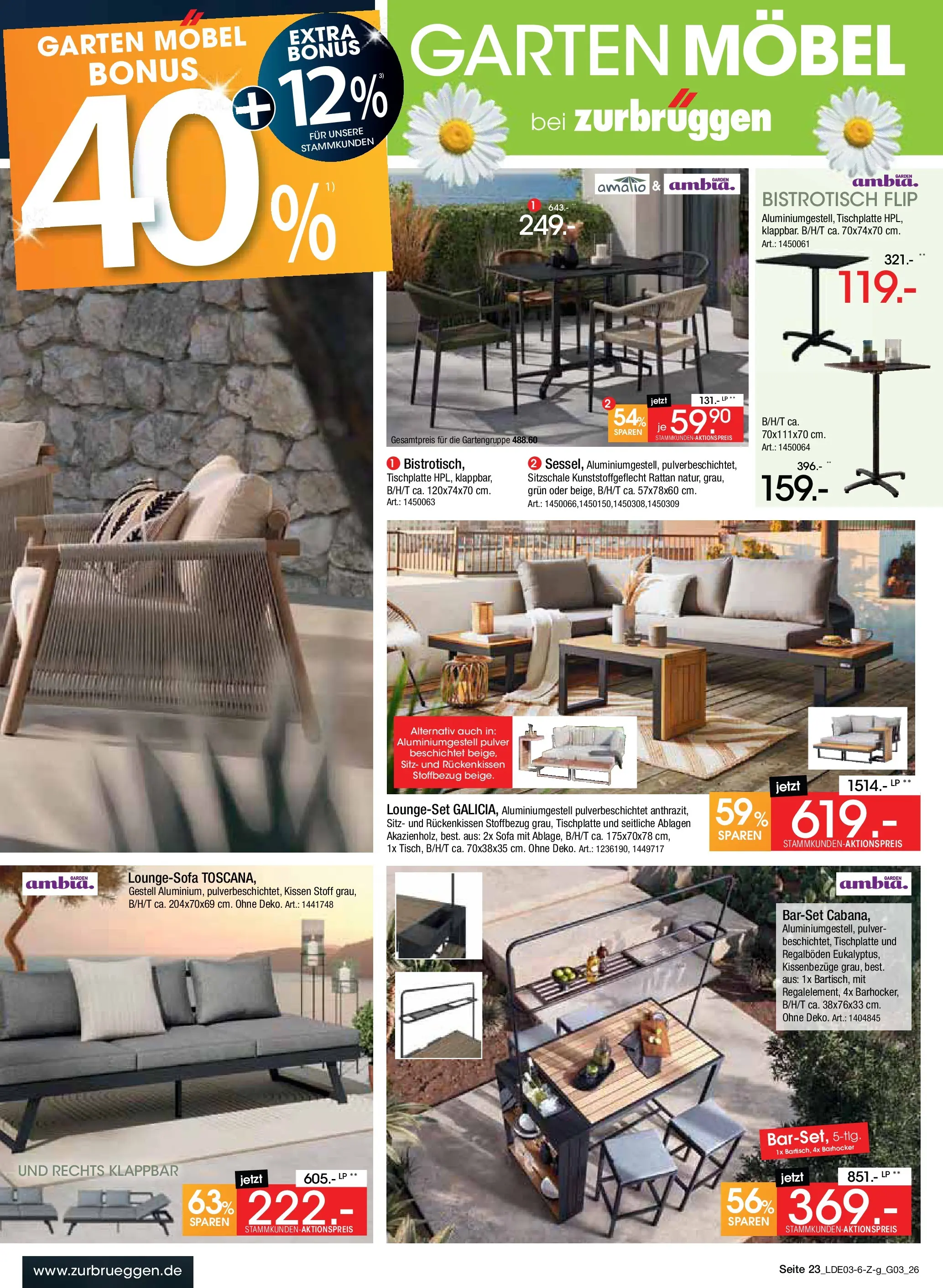 Zurbrüggen Bonus Sonder-Tage Unna (ab 15.03.2026) zum Blättern | Seite: 41 | Produkte: Kissen, Barhocker, Sofa