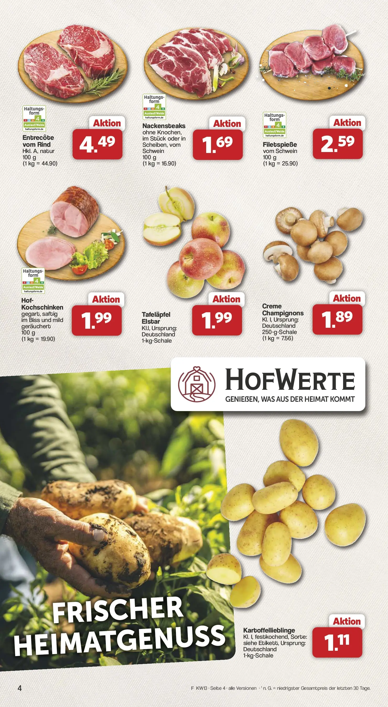 Famila Nordwest - Famila: Mehr Genuss, moin Ostermomente (ab 23.03.2026) zum Blättern | Seite: 4 | Produkte: Nackensteaks, Entrecote, Creme, Champignons
