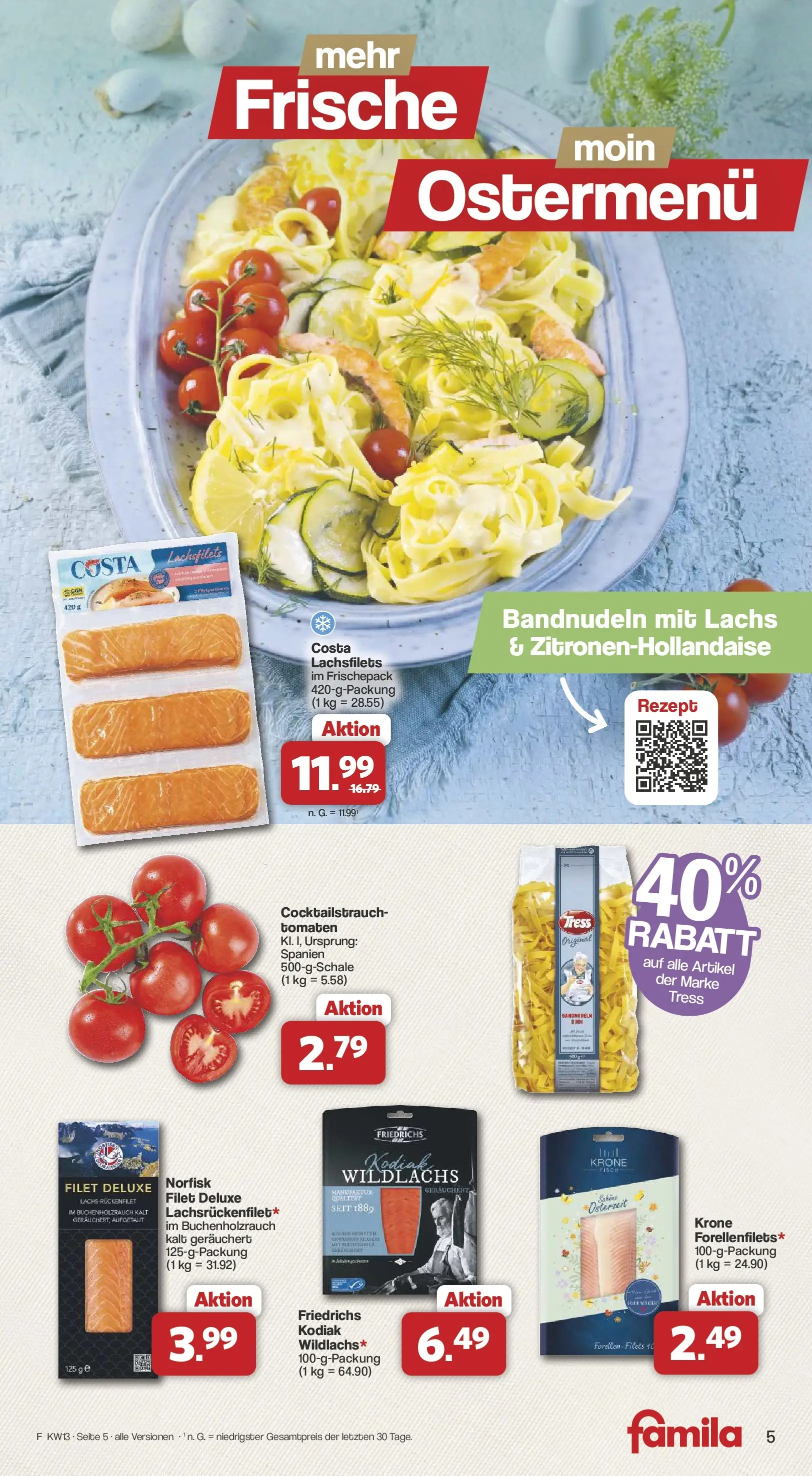 Famila Nordwest - Famila: Mehr Genuss, moin Ostermomente (ab 23.03.2026) zum Blättern | Seite: 5 | Produkte: Tomaten, Fisch, Lachs