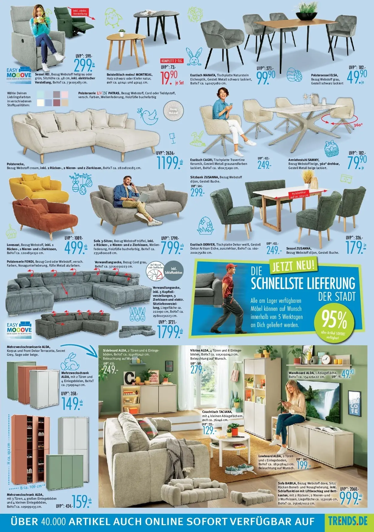 Trends - Ostermann Trends: Neue Möbel wirken Wunder. (ab 27.03.2026) zum Blättern | Seite: 3 | Produkte: Wandboard, Esstisch, Sitzbank, Couchtisch