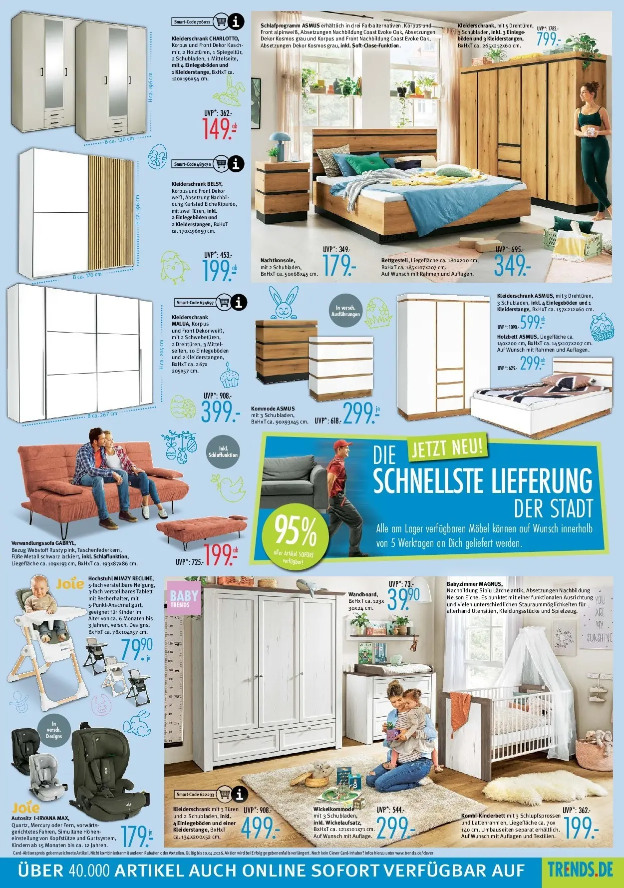 Trends - Ostermann Trends: Neue Möbel wirken Wunder. (ab 27.03.2026) zum Blättern | Seite: 5 | Produkte: Kleiderschrank, Kommode, Sofa