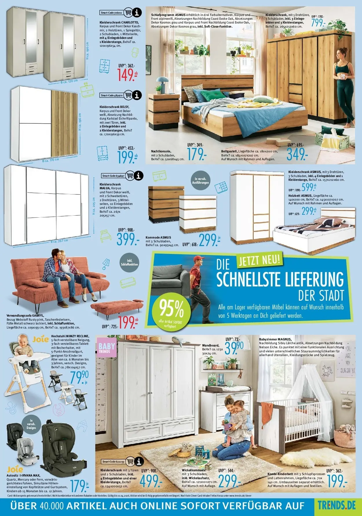 Trends - Ostermann Trends: Neue Möbel wirken Wunder. (ab 21.03.2026) zum Blättern | Seite: 5 | Produkte: Kleiderschrank, Kommode, Sofa