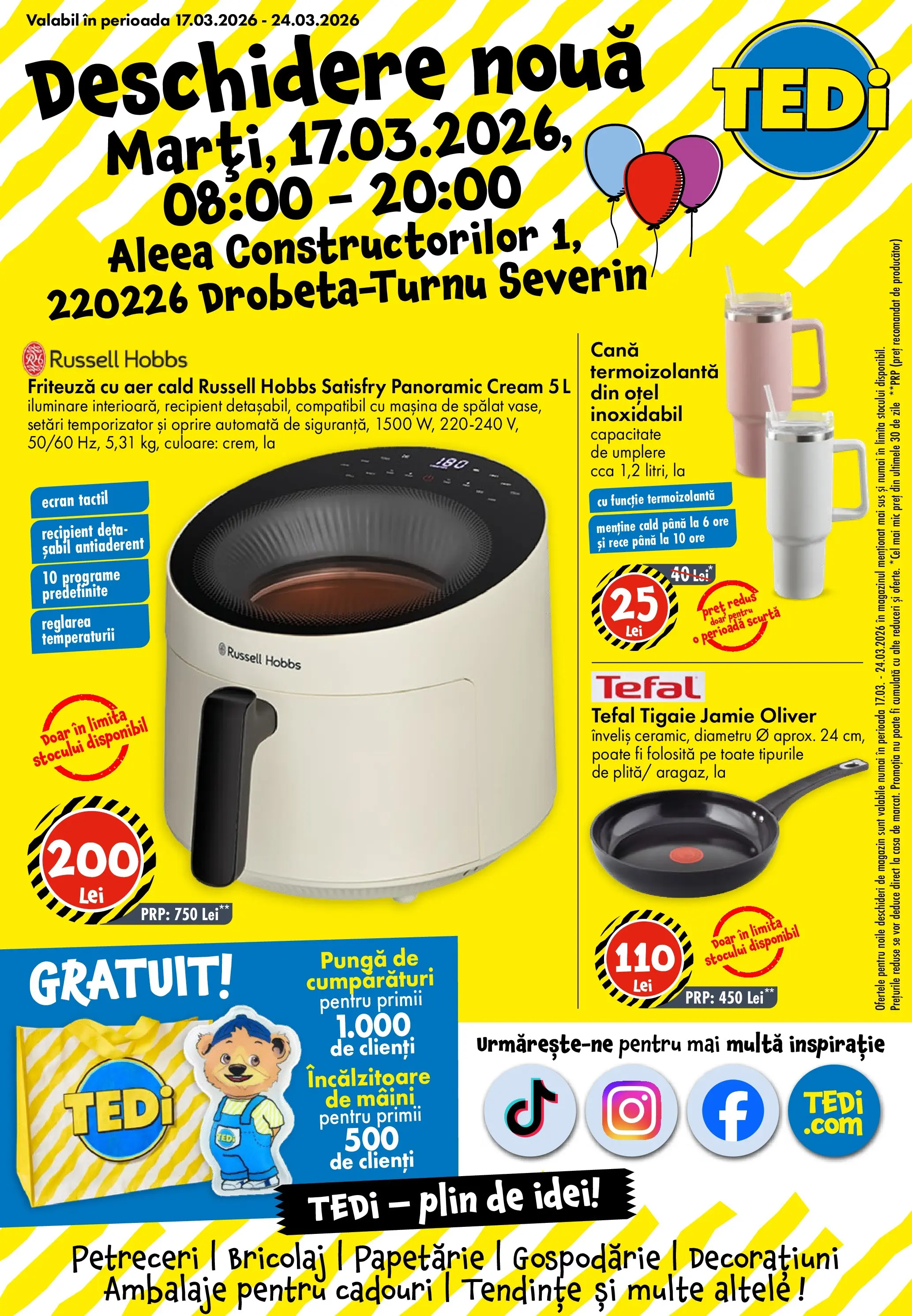 TEDi Catalog Drobeta-Turnu Severin - Oferta 17.03.2026 - 24.03.2026 | Pagină: 1 | Produse: Pungă, Ginseng, Mașină De Spălat, Tigaie