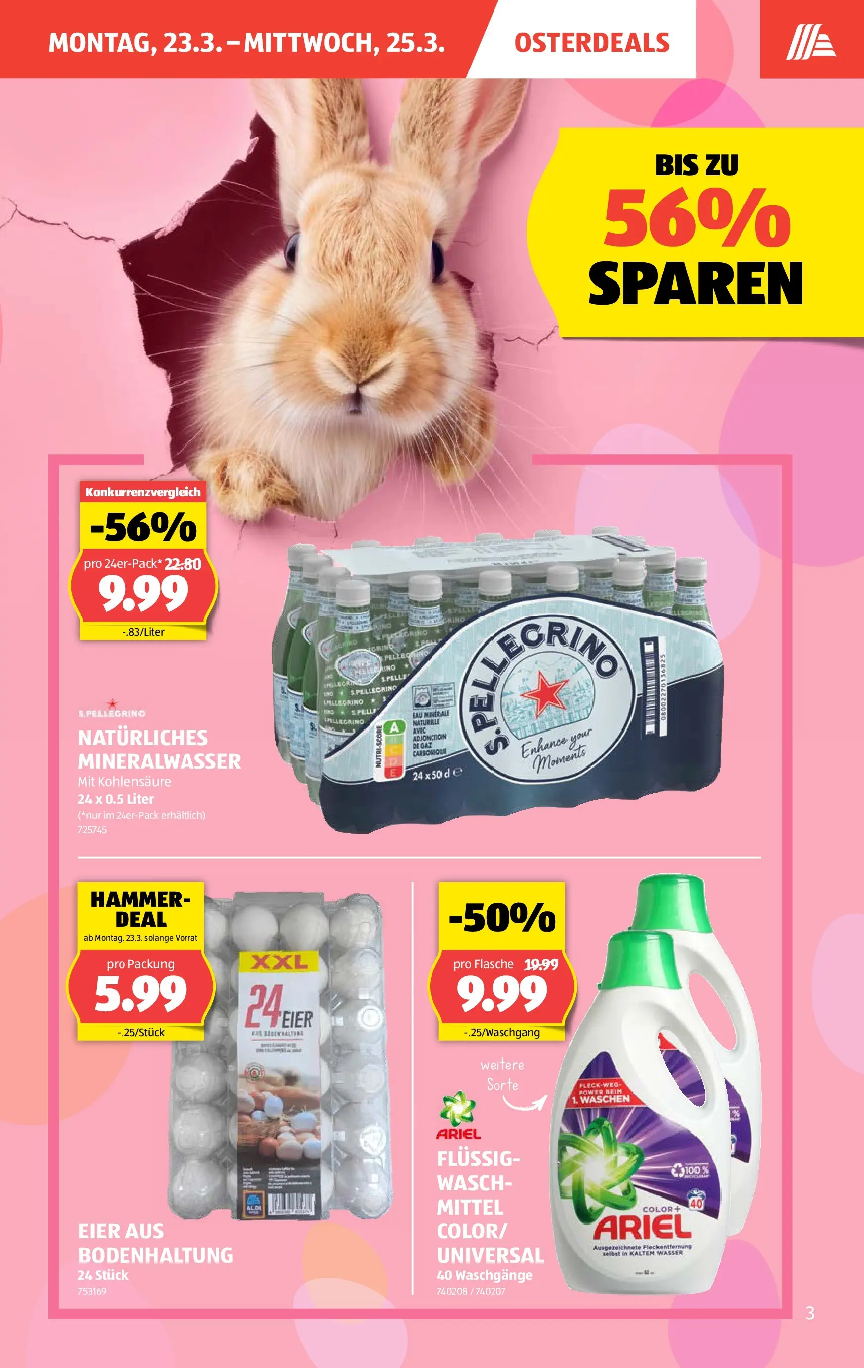 Aldi Aktionen (18.03.2026 - 26.03.2026) - Prospekt | Seite: 3 | Produkte: Mineralwasser, Eier, Bier, Wasser