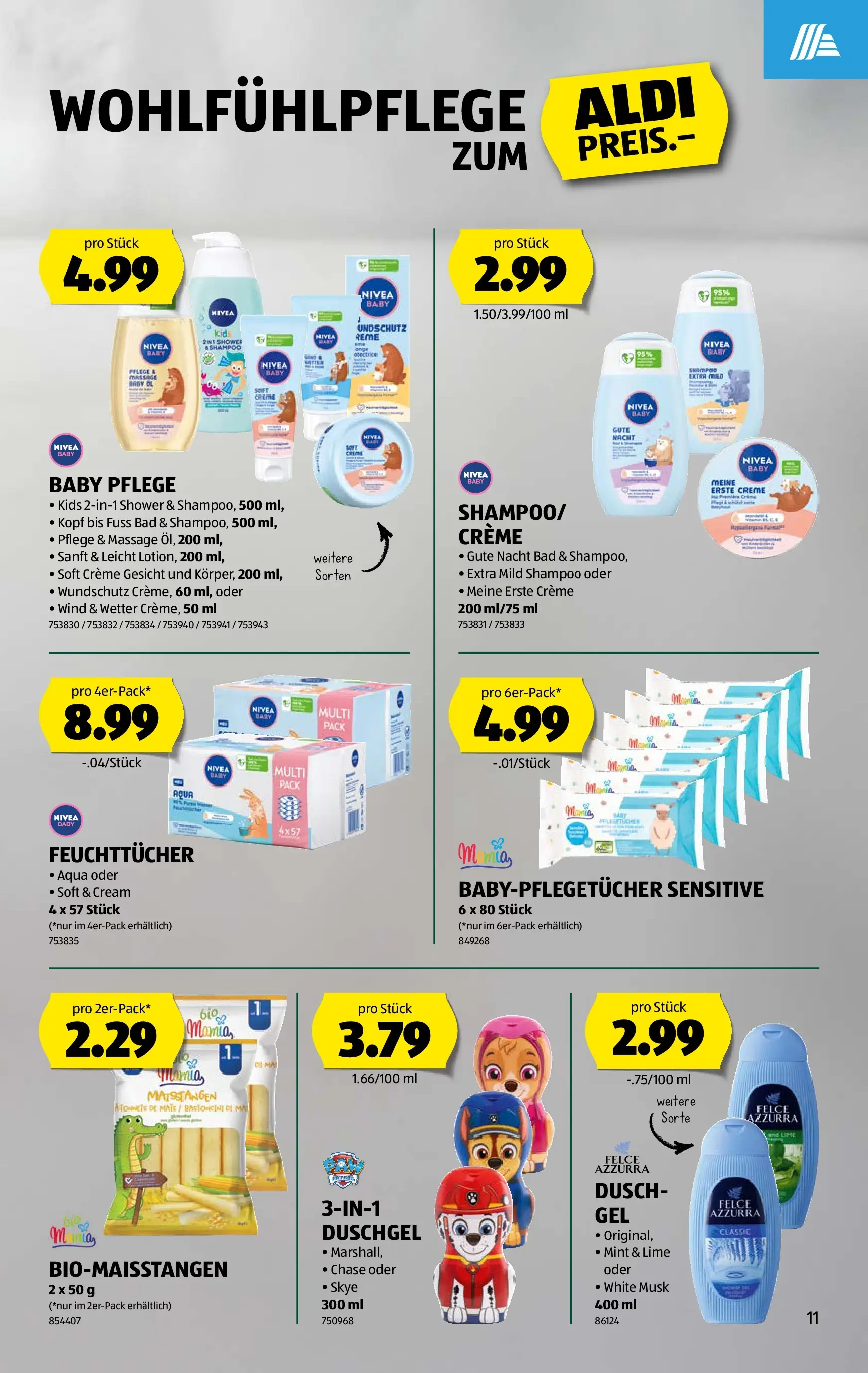 Aldi Aktionen (18.03.2026 - 26.03.2026) - Prospekt | Seite: 11 | Produkte: Bad, Shampoo, Duschgel, Creme