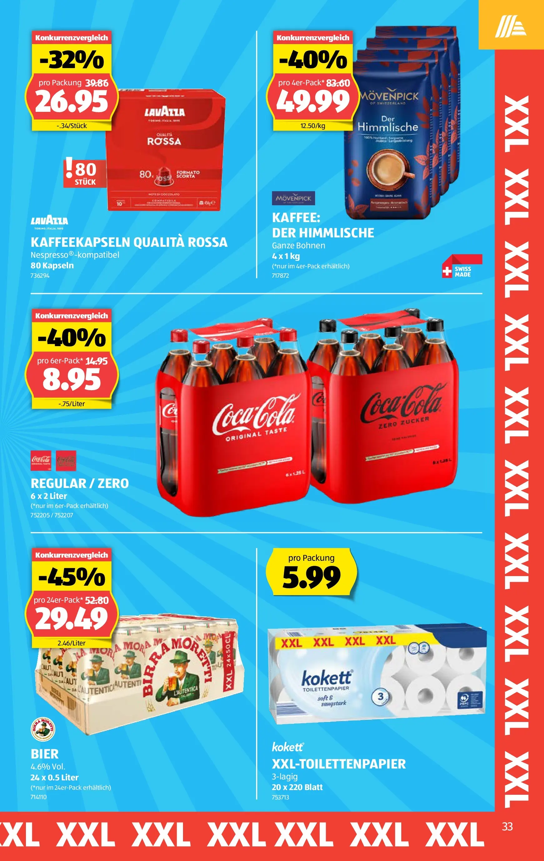 Aldi Aktionen (18.03.2026 - 26.03.2026) - Prospekt | Seite: 33 | Produkte: Kaffee, Bier, Zucker, Toilettenpapier