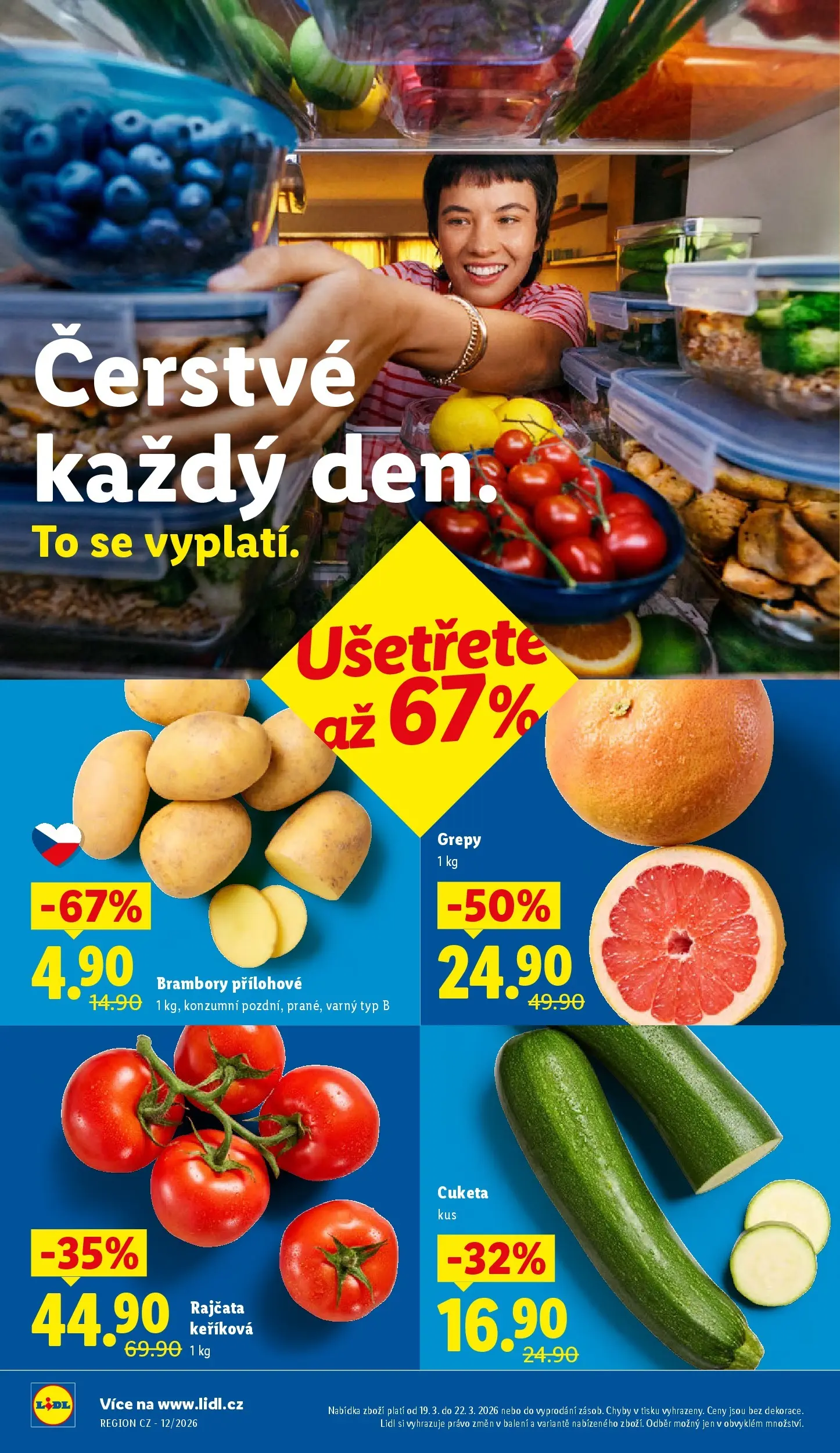 Lidl leták od 18.03.2026 - Nový akční leták | Strana: 10 | Produkty: Rajčata, Cuketa, Brambory